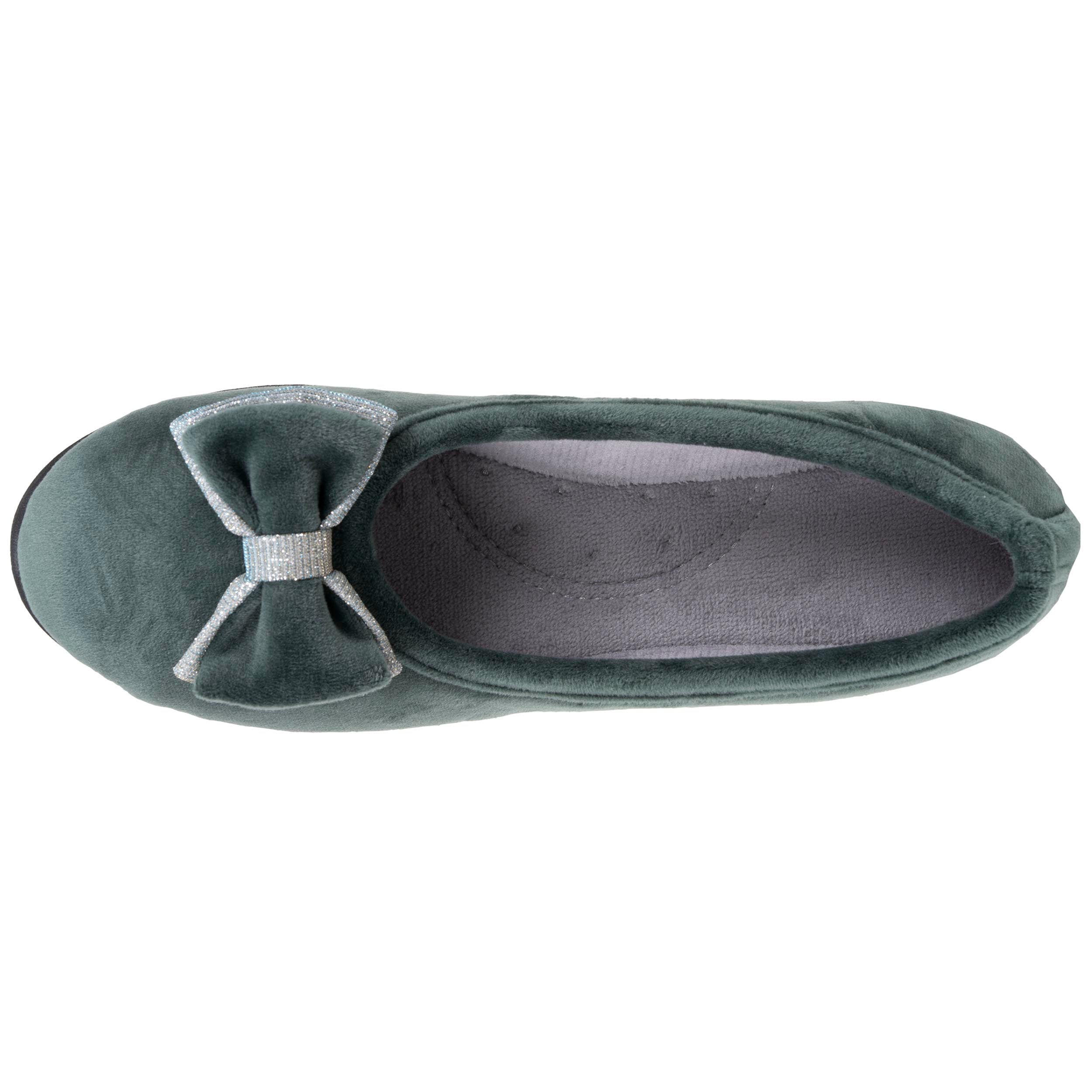 isotoner-chaussons-ballerines-femme-sauge-n-ud-iris image 3