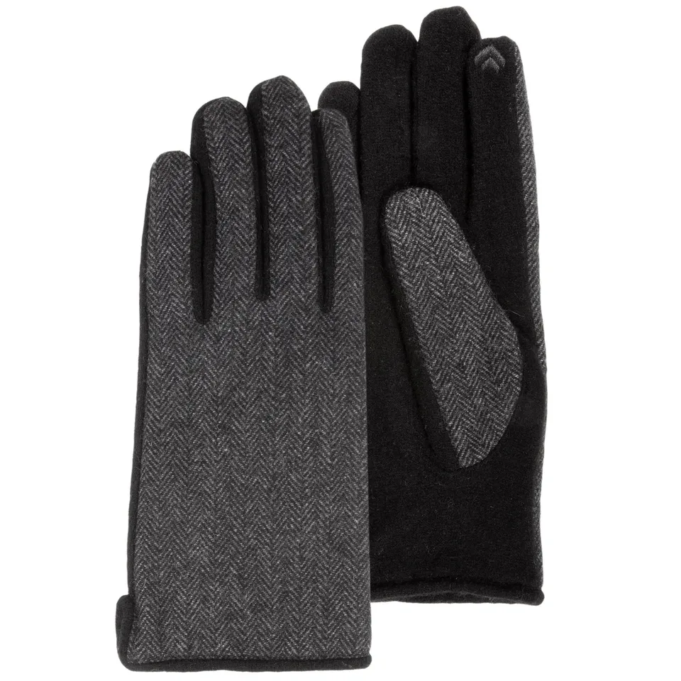 isotoner-gants-homme-tactiles-laine-chevrons image 1
