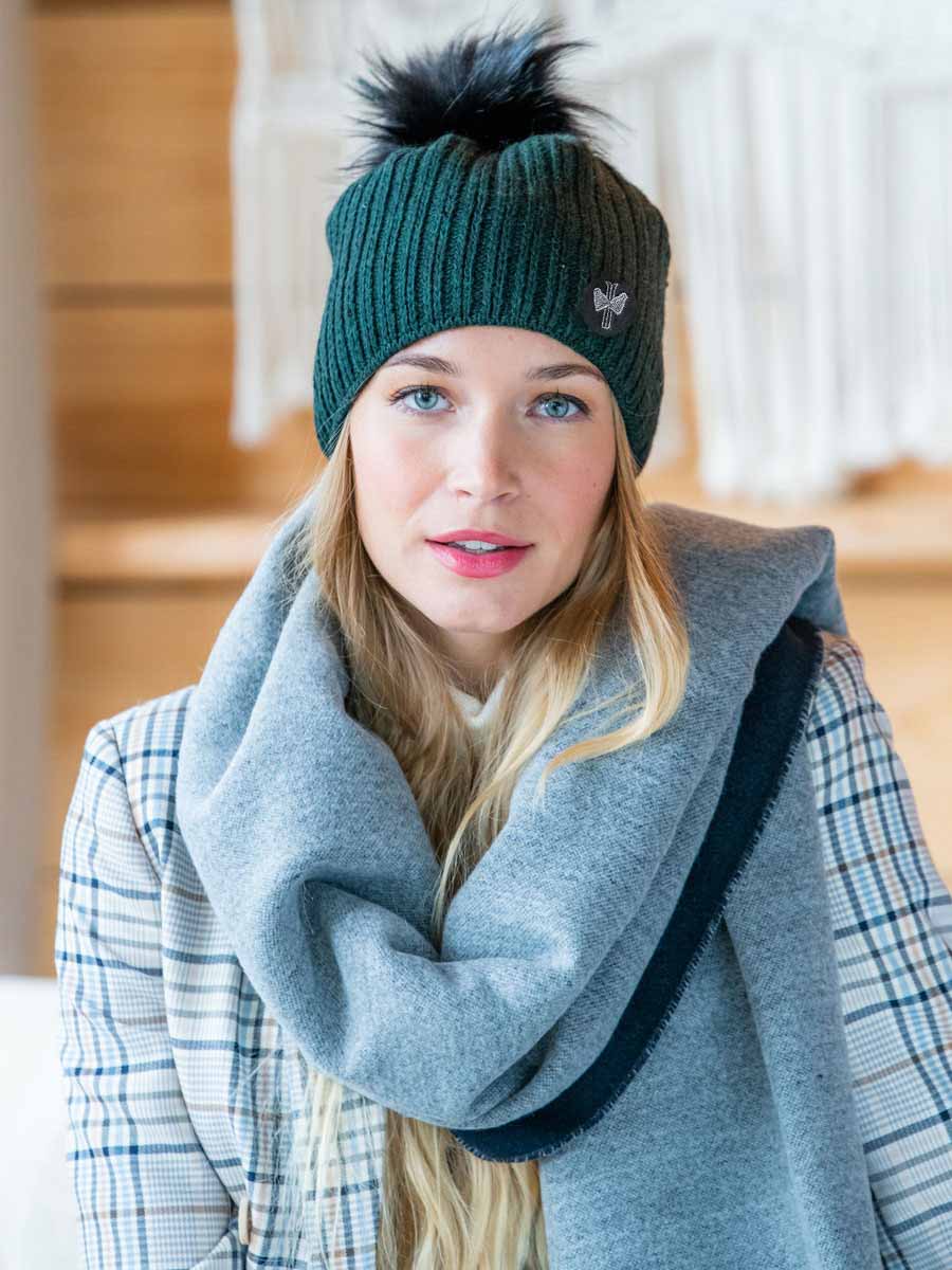 bonnet-pipolaki-merry-femme-laine-beige-blanc-gris-pompon image 1