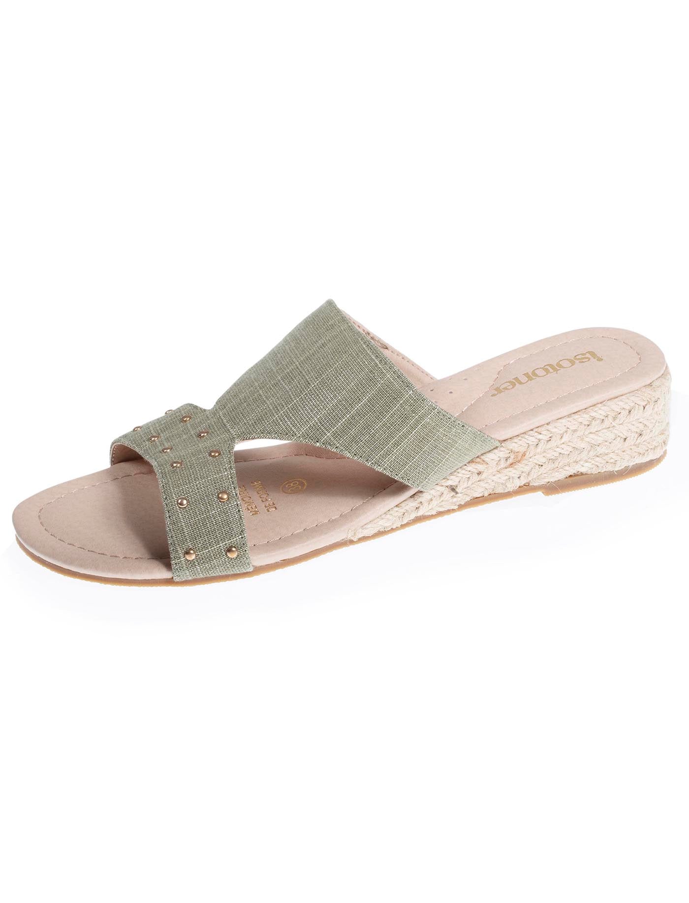 isotoner-mules-sandales-femme-clout-e-talon-corde-kaki image 6