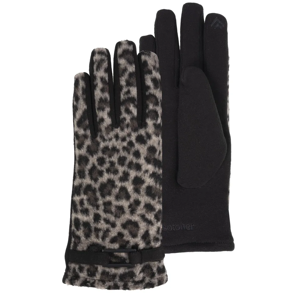 isotoner-gants-femme-l-opard-tactiles-doubl-s-noir image 1