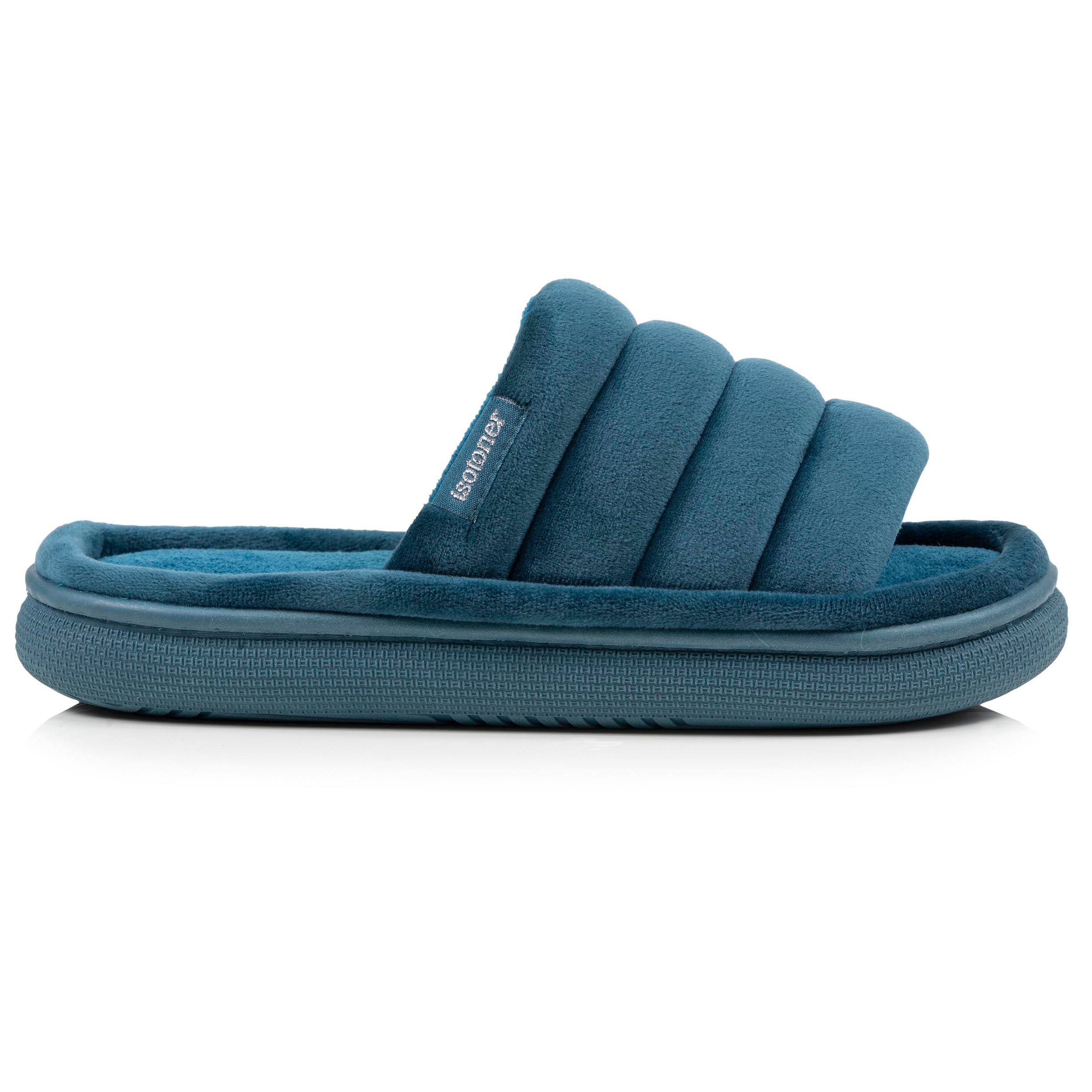 isotoner-bloup-chaussons-sandales-femme-bleu-canard-velours image 8