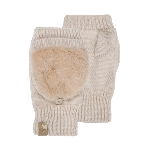 isotoner-mitaines-femme-fourrure-convertibles-beige image 1