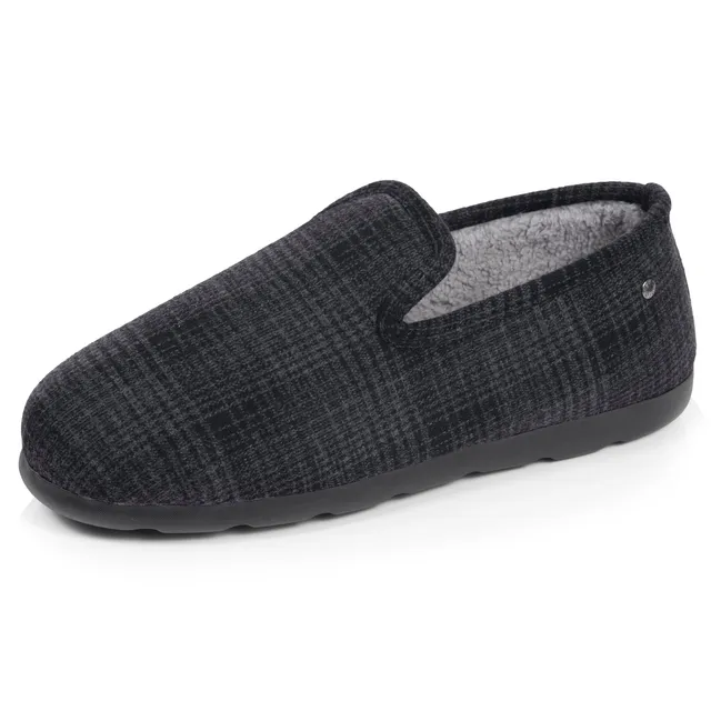 isotoner-chaussons-charentaises-homme-tartan-noir image 1