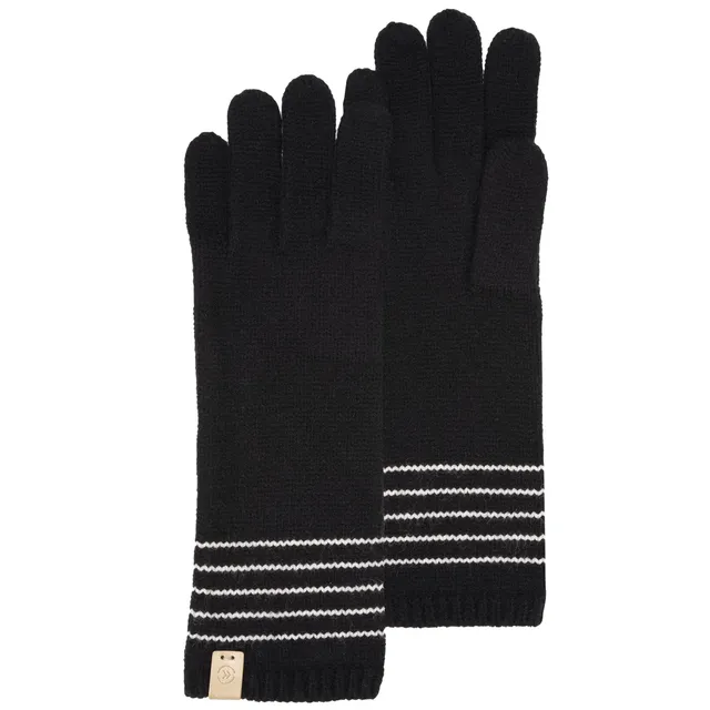 isotoner-gants-longs-rayures-ultra-doux-noir-femme image 1