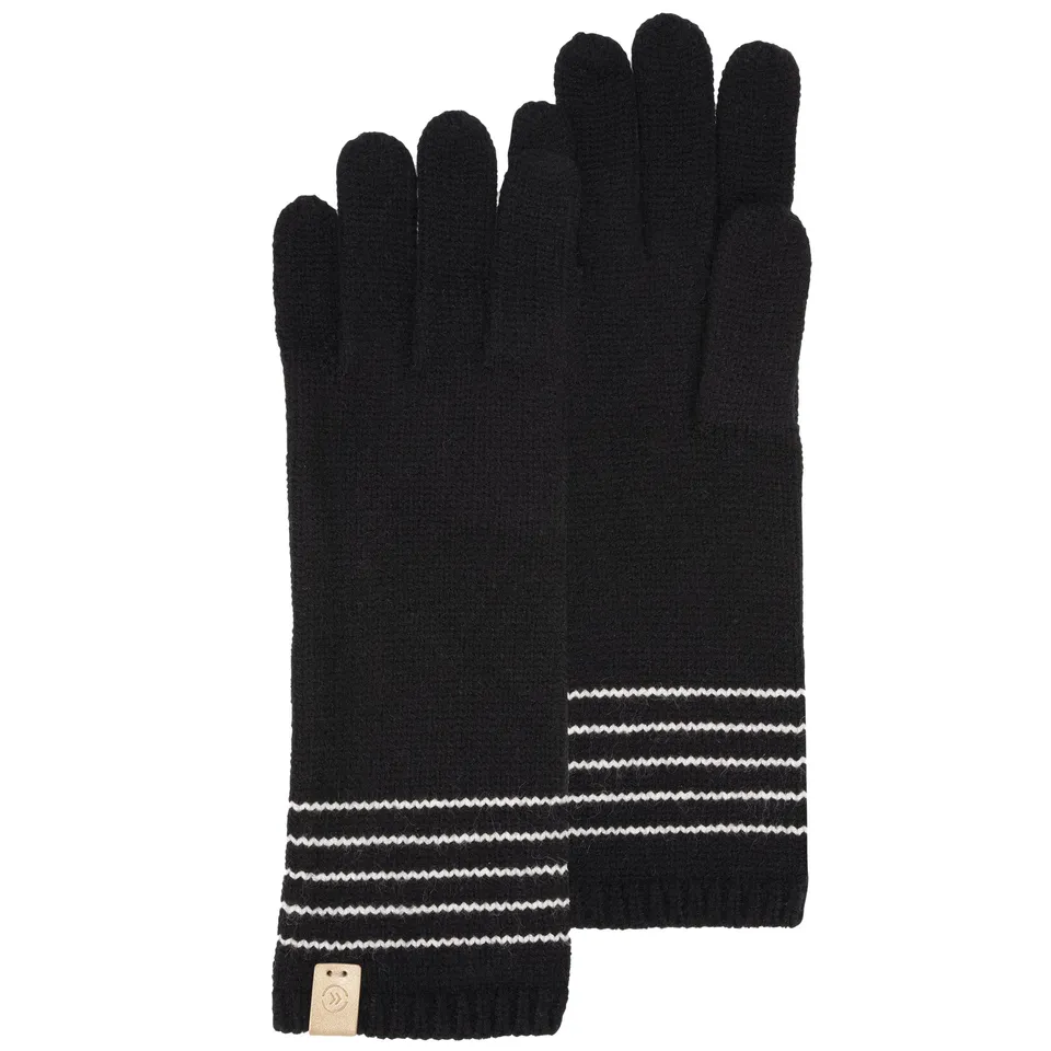 isotoner-gants-longs-rayures-ultra-doux-noir-femme image 1