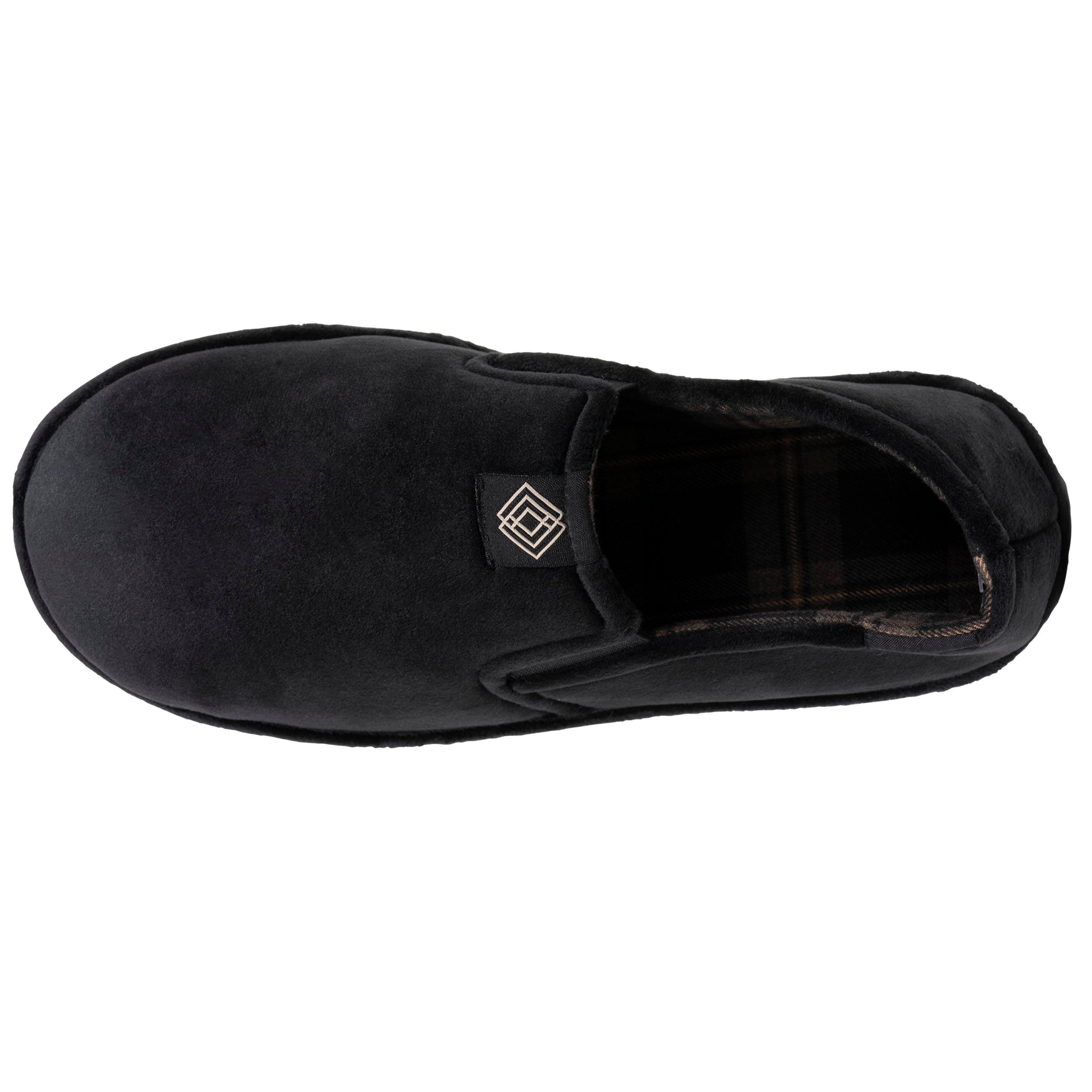 isotoner-chaussons-sans-g-nes-homme-noir-tartan-lastiqu-s image 2