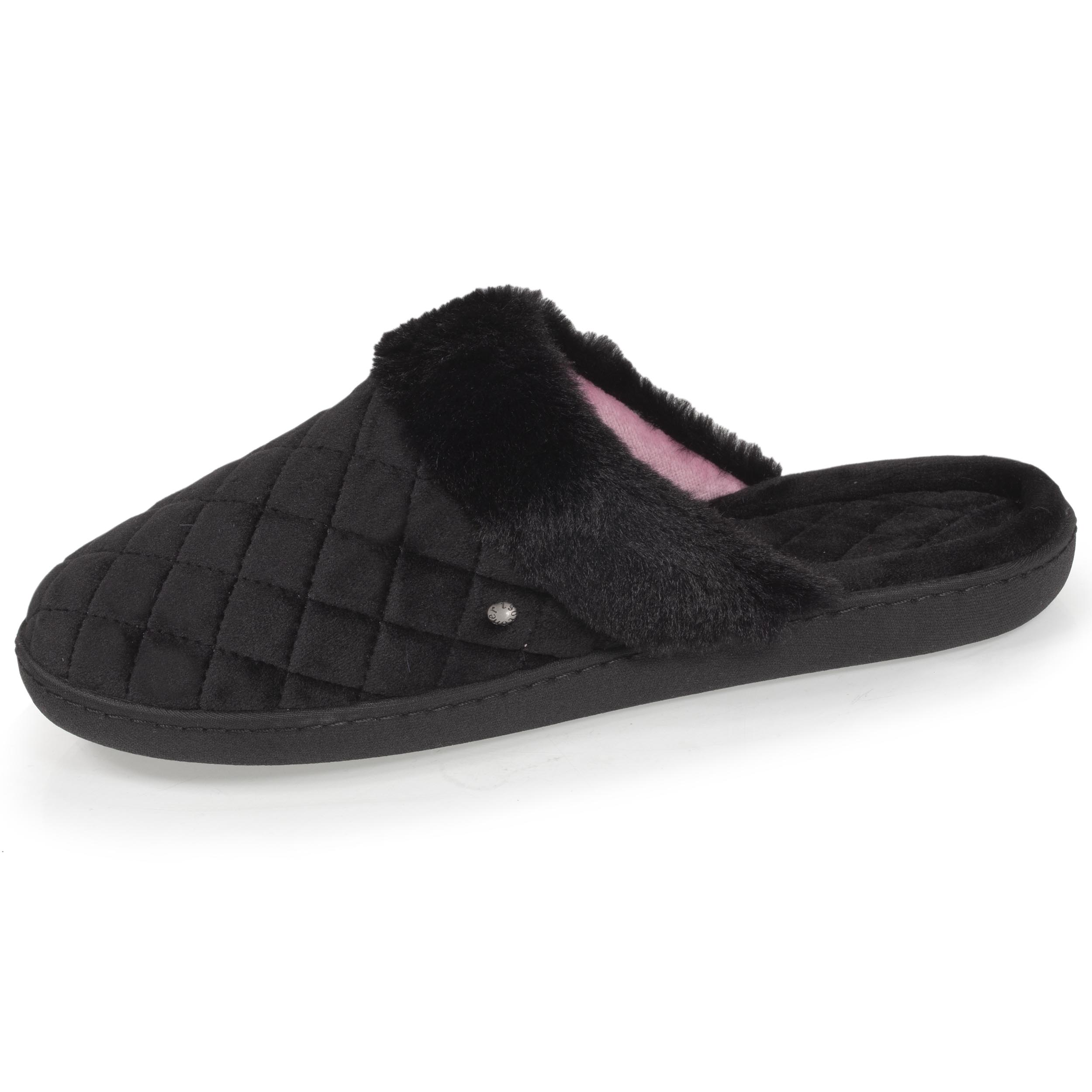 isotoner-chaussons-mules-femme-matelass-noir image 1