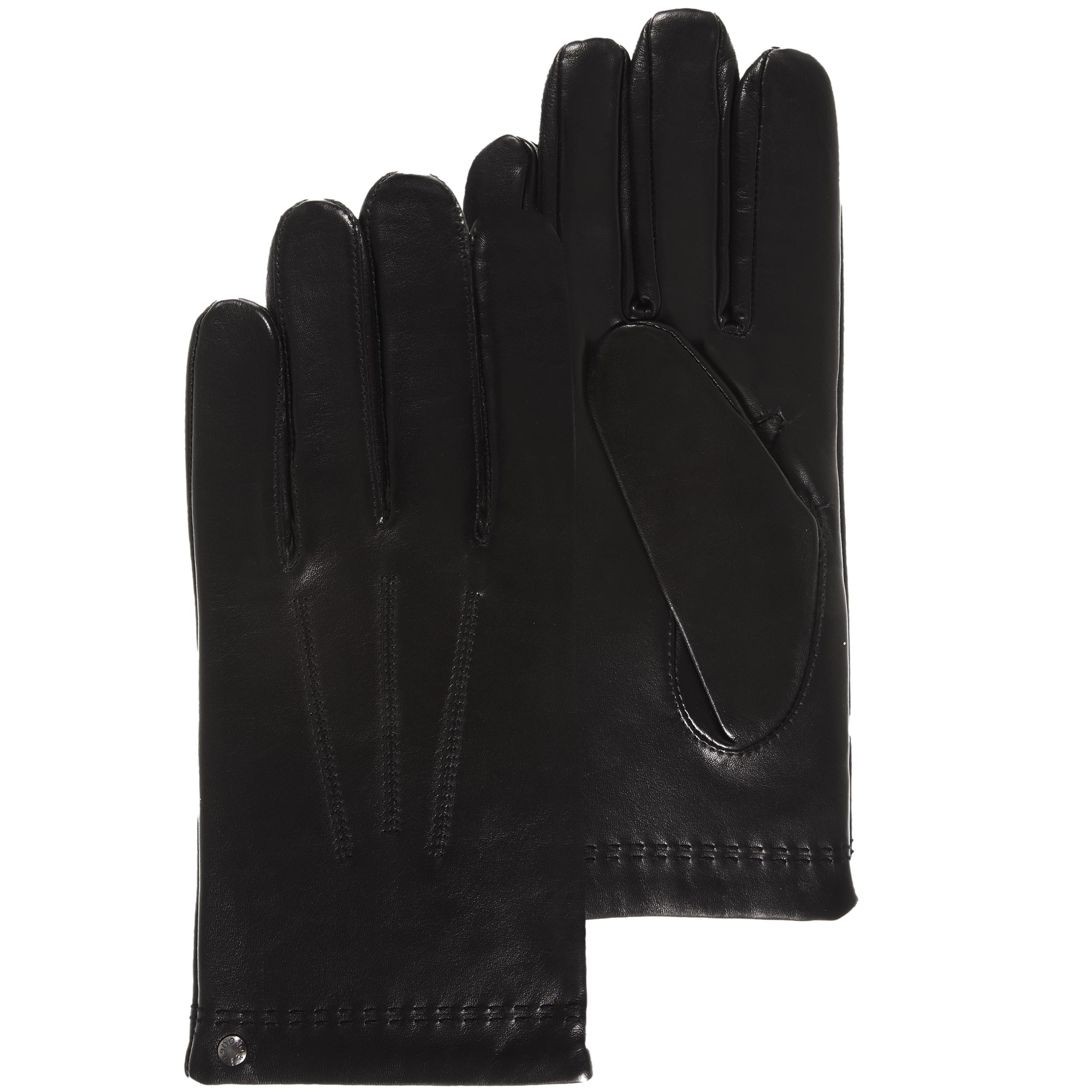 isotoner-gants-homme-cuir-cachemire-soie-noir image 1