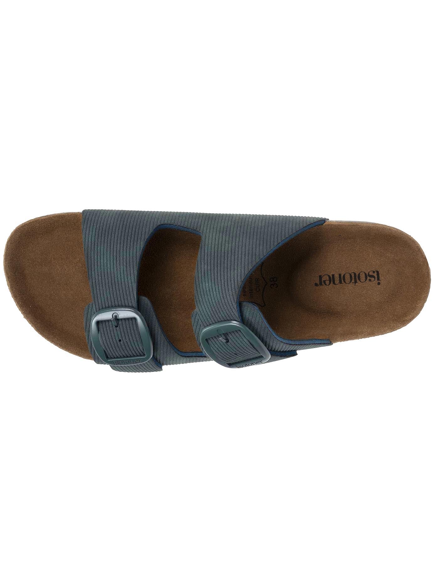 isotoner-mules-sandales-femme-double-bride-bleu-canard image 7