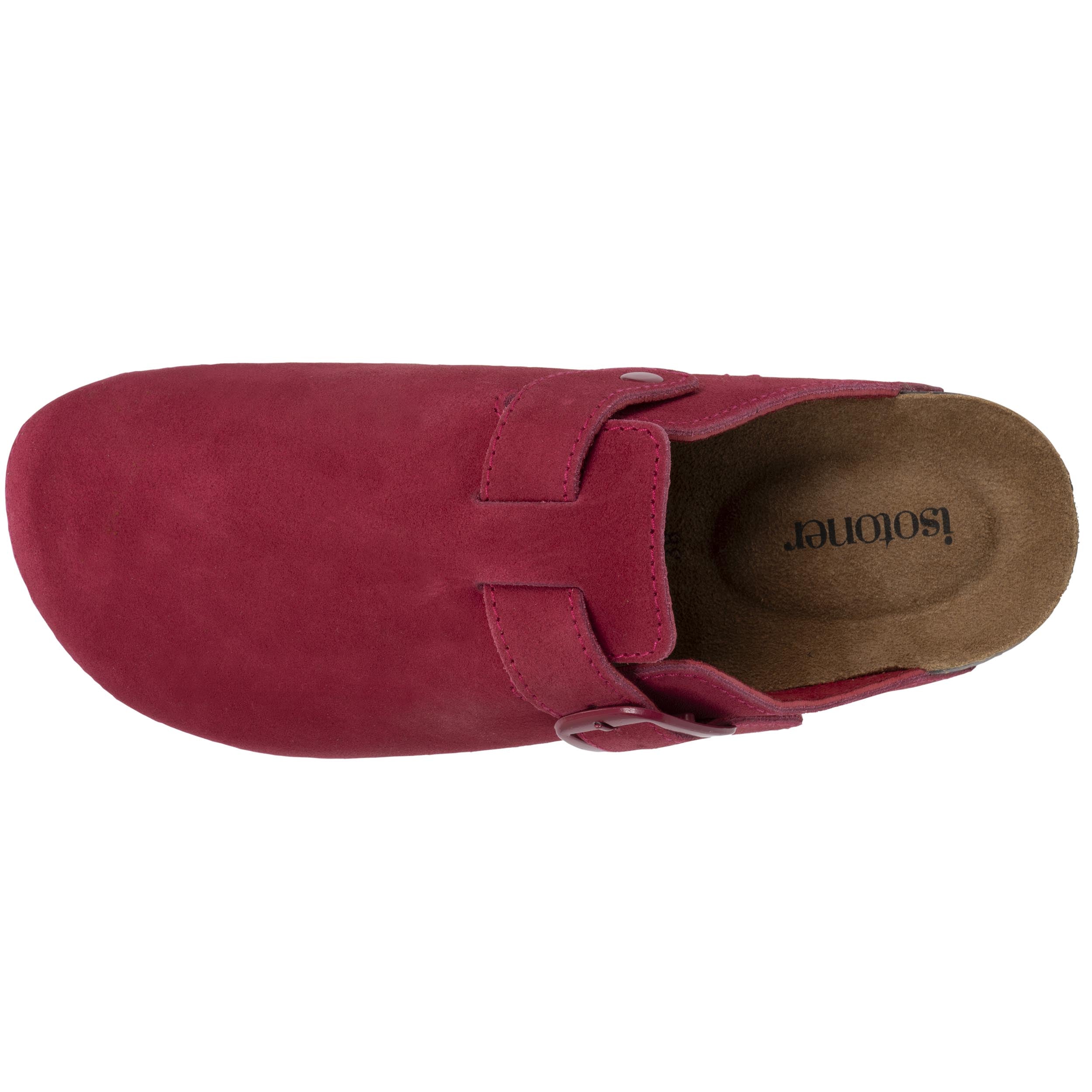 isotoner-mules-sabots-femme-cuir-framboise-semelle-cuir-xtra-flex image 2