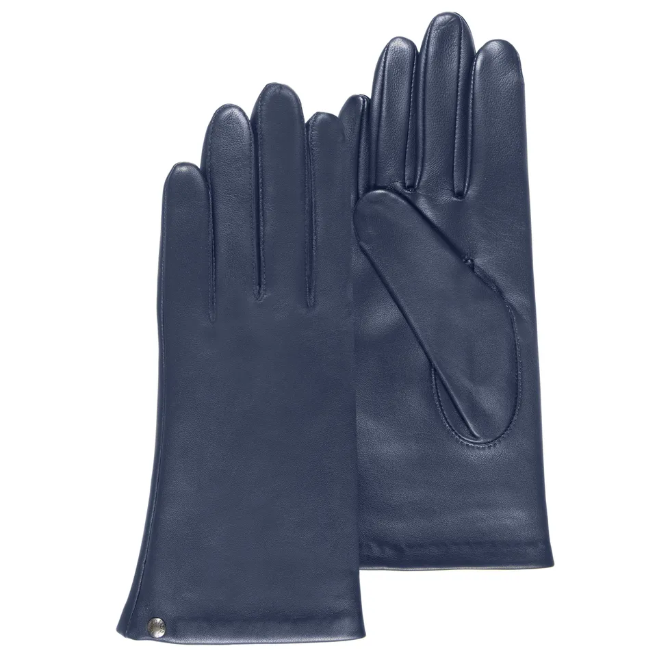 isotoner-gants-femme-cuir-doubl-soie-marine image 1