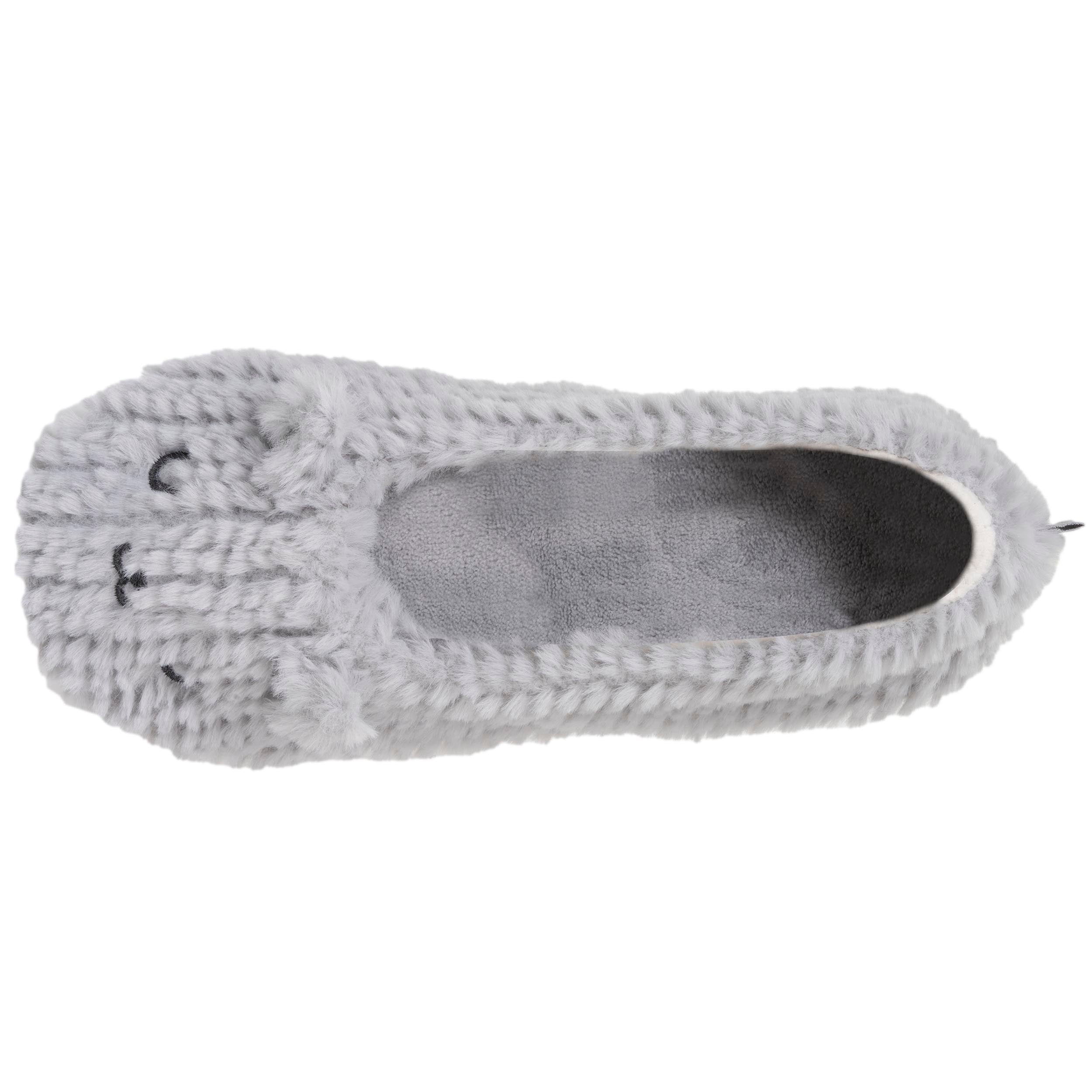 isotoner-chaussons-ballerines-femme-chat-gris-textur image 2