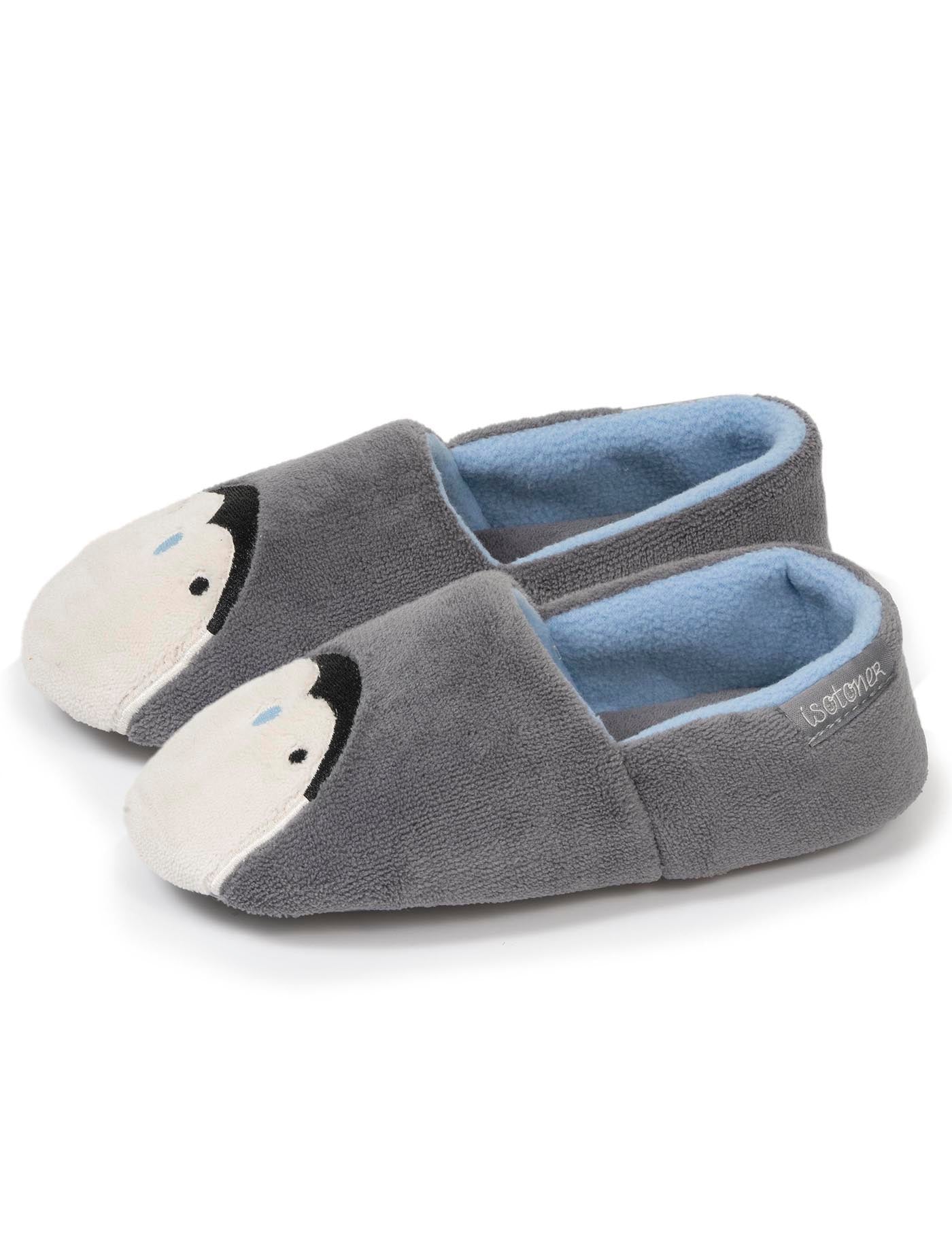 isotoner-chaussons-slippers-enfant-gris-pingouin-blanc image 6