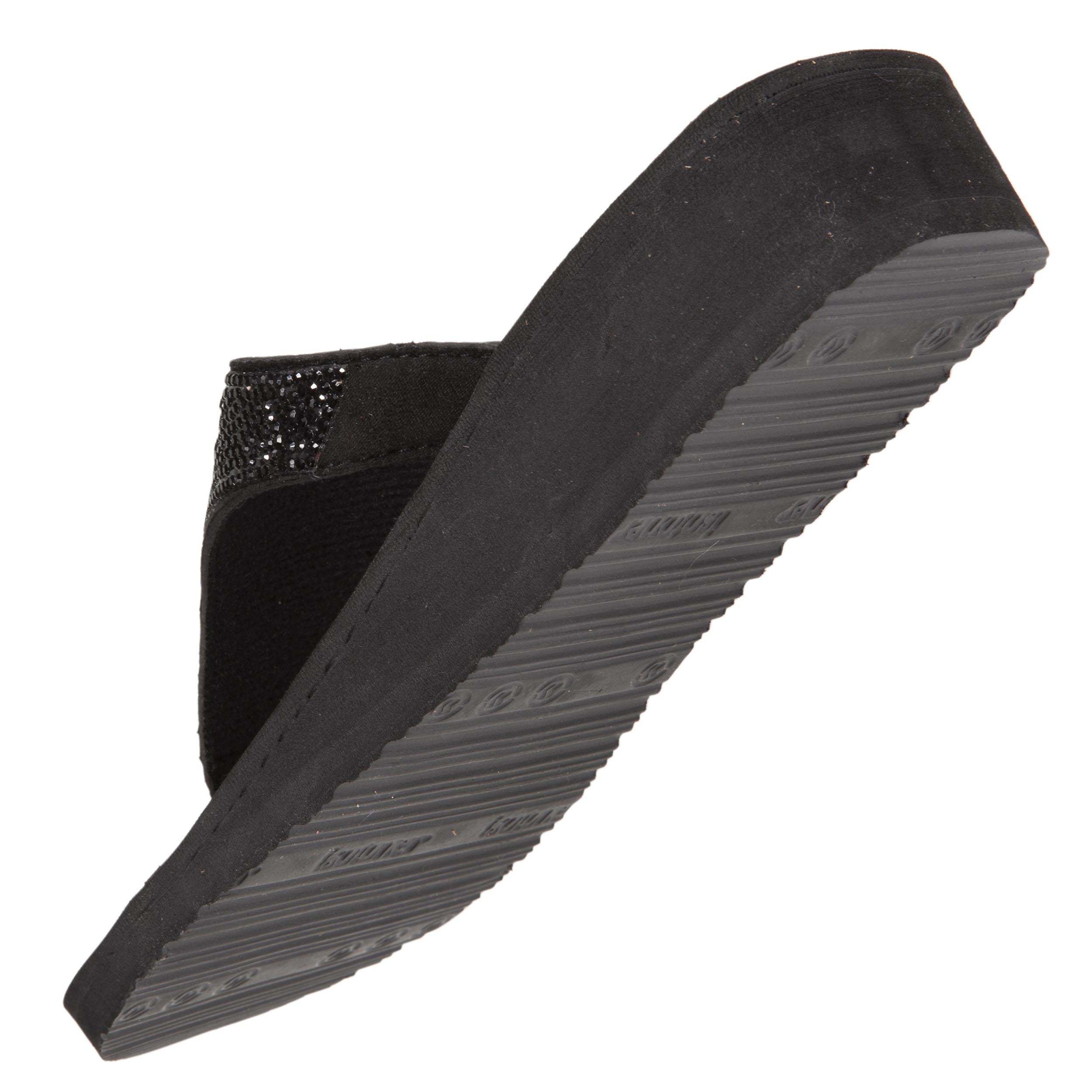 isotoner-tongs-femme-strass-talon-compens-4-cm-noir image 5