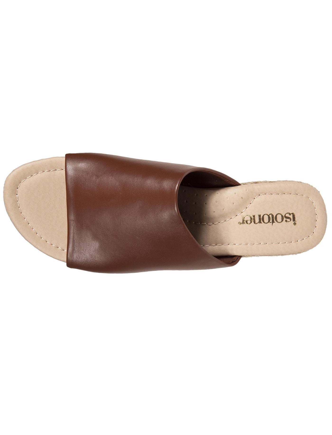 isotoner-mules-femme-talon-corde-bandeau-cognac image 7