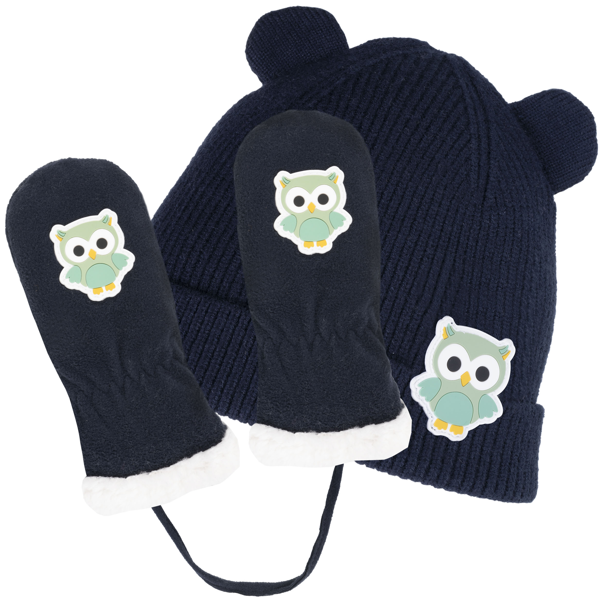 isotoner-moufles-enfant-2-4-ans-hibou-marine image 2