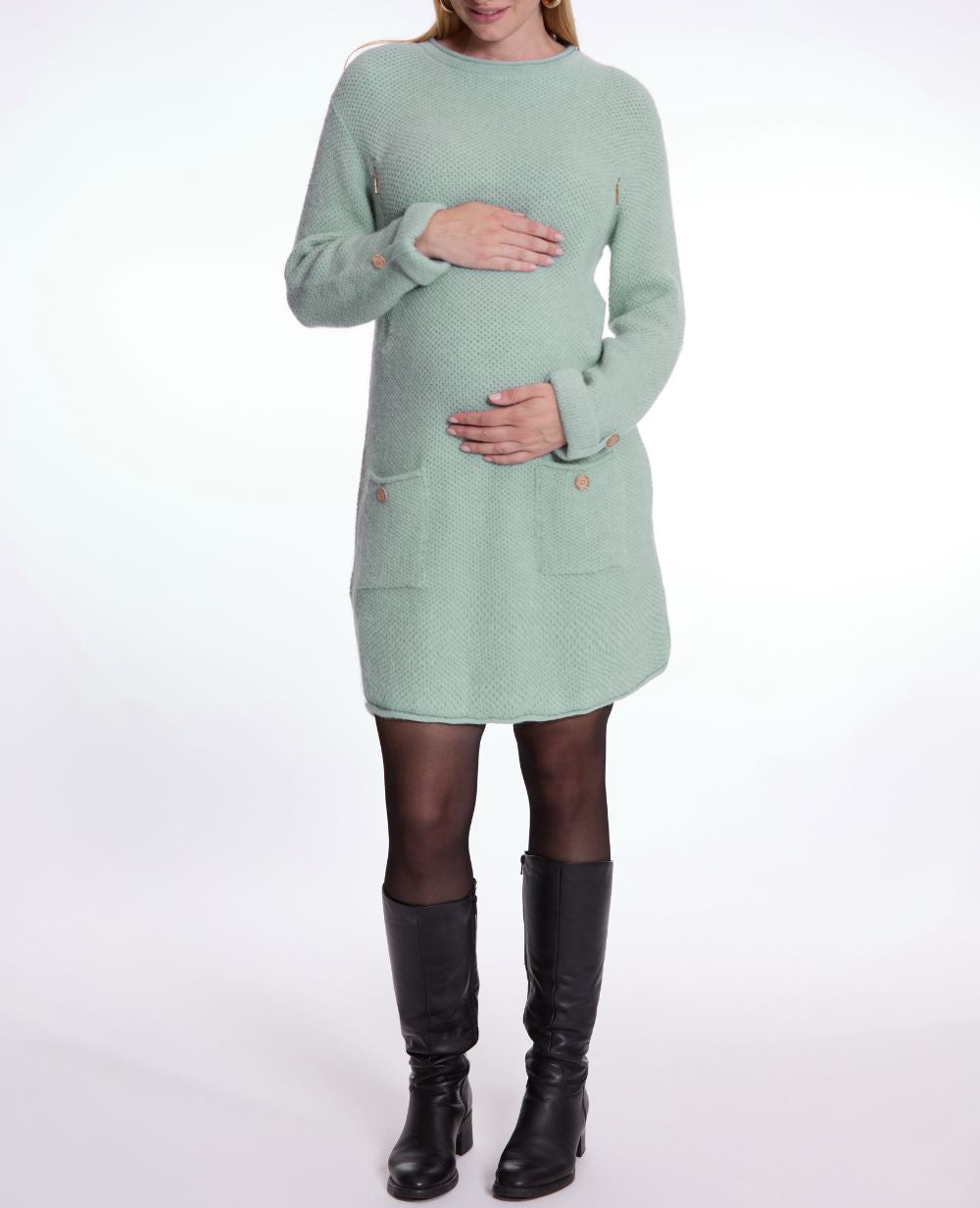 cache-c-ur-honey-robe-pull-de-grossesse-et-d-allaitement-sauge image 1