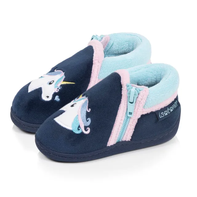 isotoner-chaussons-bottillons-zip-b-b-marine image 1