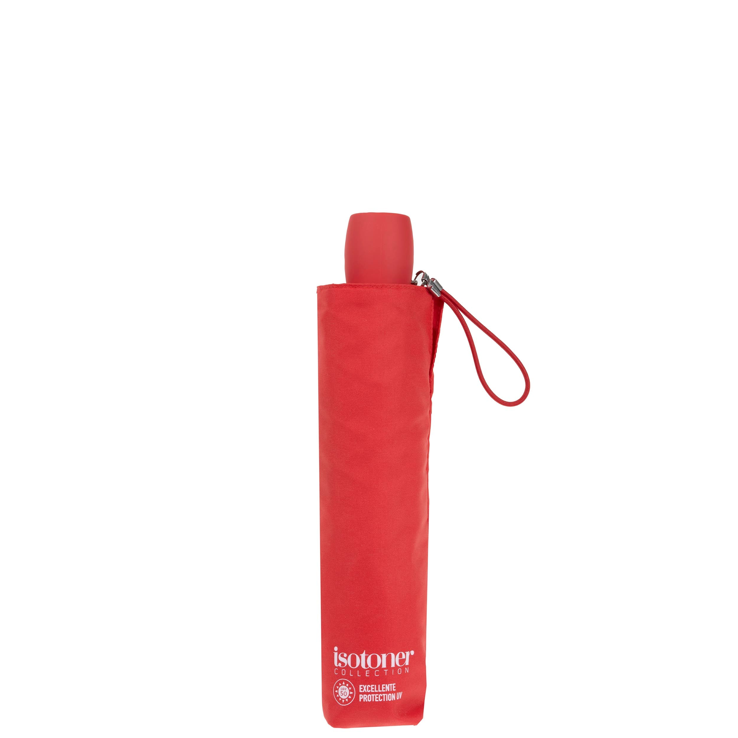isotoner-parapluie-ombrelle-rouge-corail-upf50-pliant image 3