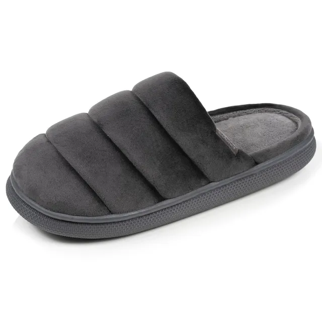 isotoner-chaussons-mules-homme-bloup-gris-velours-confort image 1