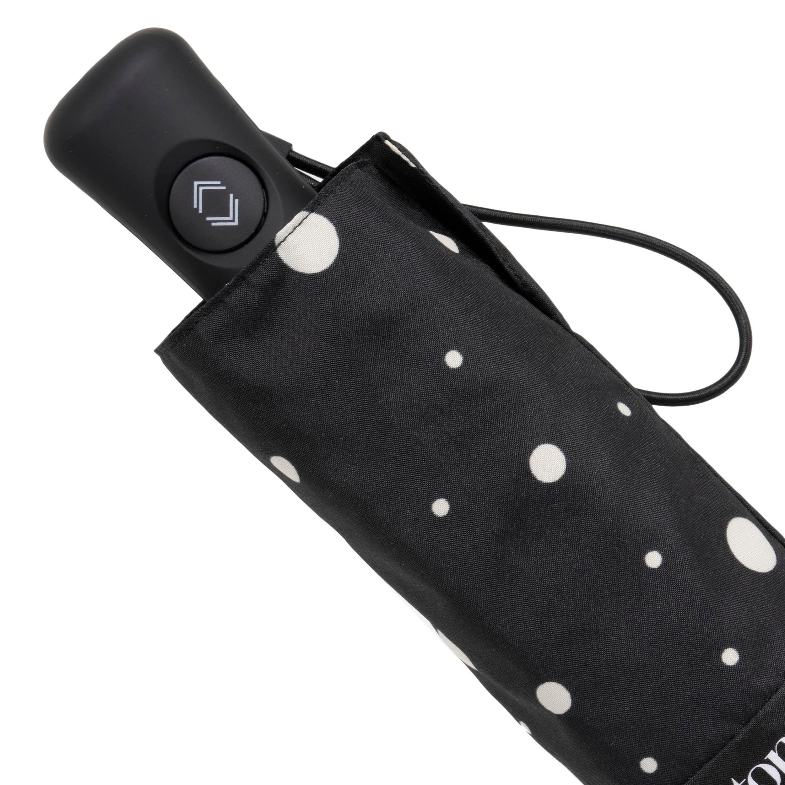 isotoner-parapluie-mini-auto-pois-noir-jaune image 5