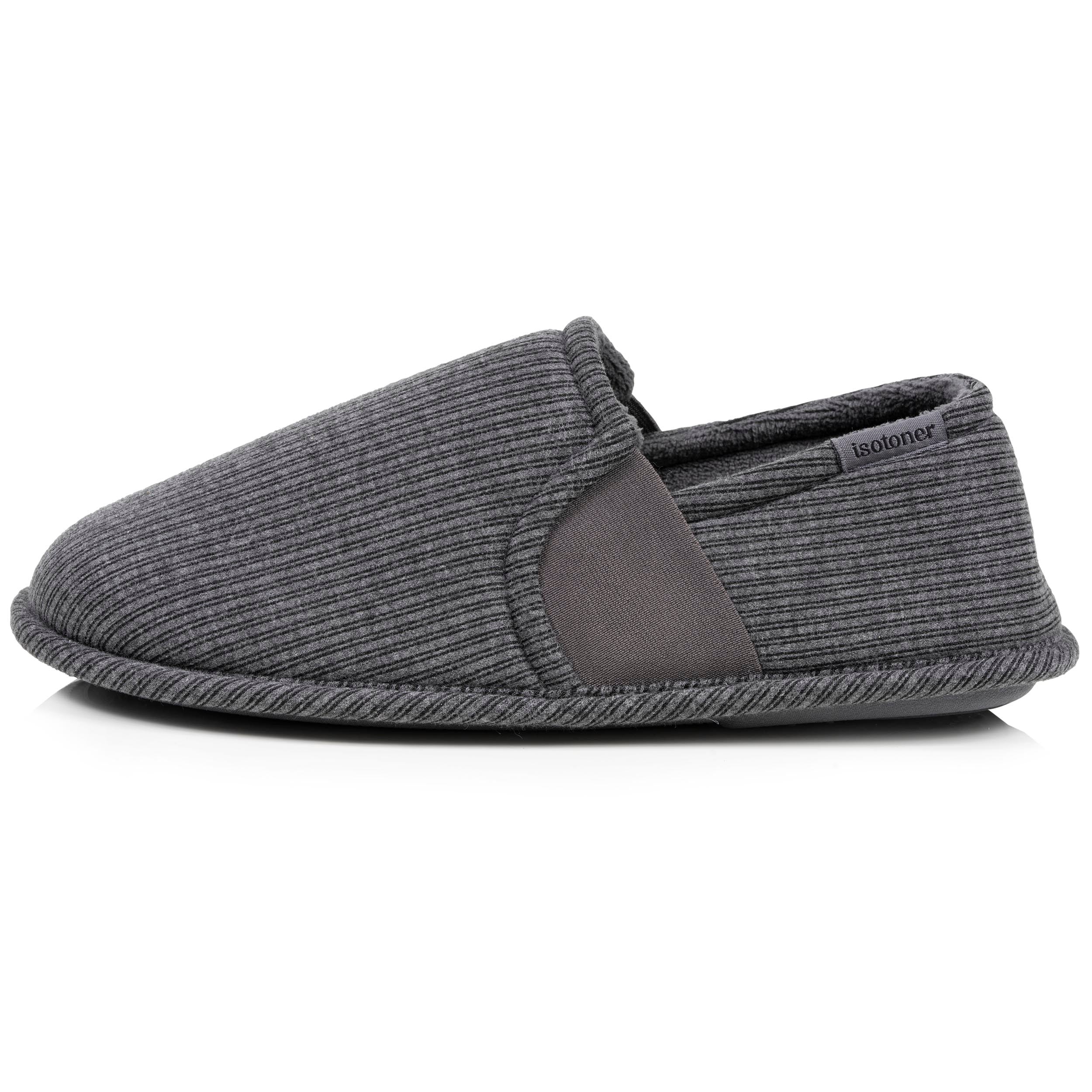 isotoner-chaussons-sans-g-nes-homme-rayure-gris image 3
