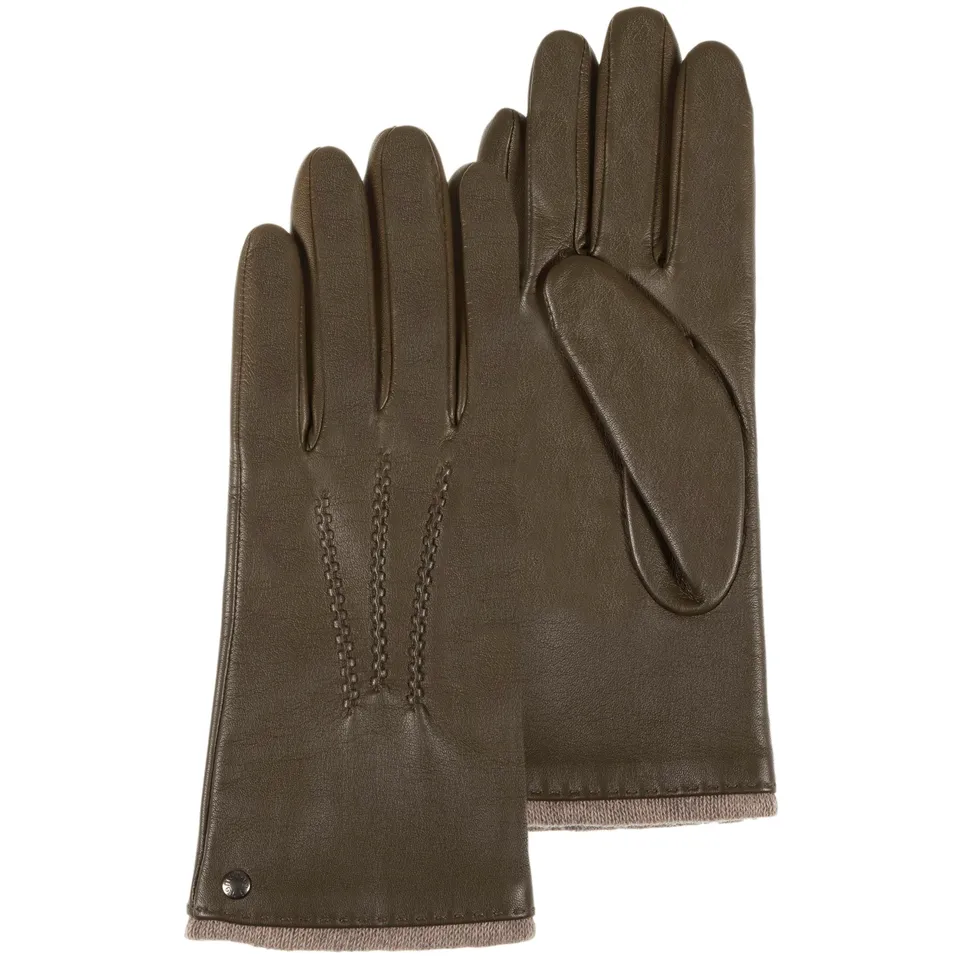isotoner-gants-femme-cuir-chaud-olive image 1