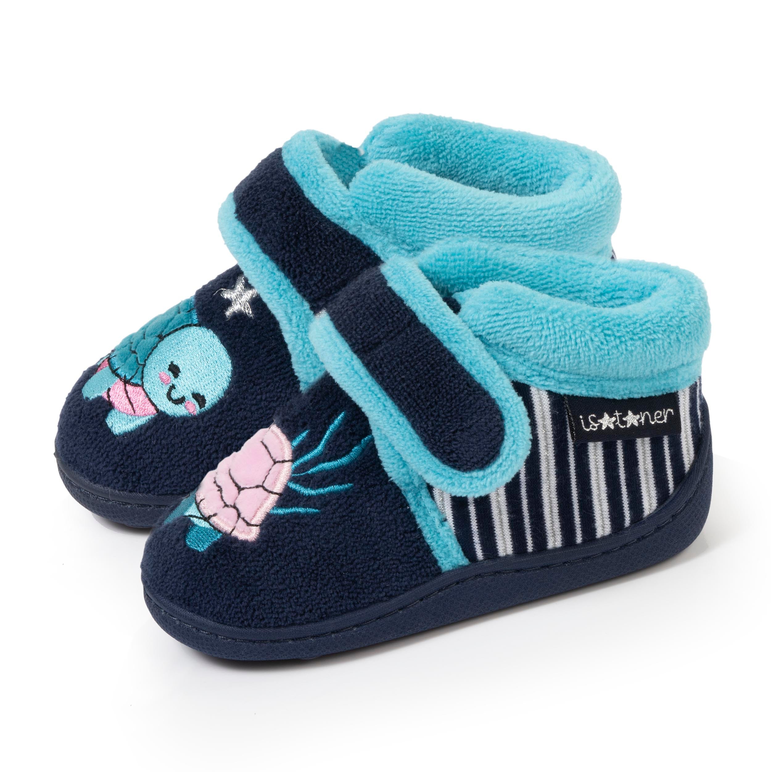 isotoner-chaussons-bottillons-scratch-enfant-marine image 1