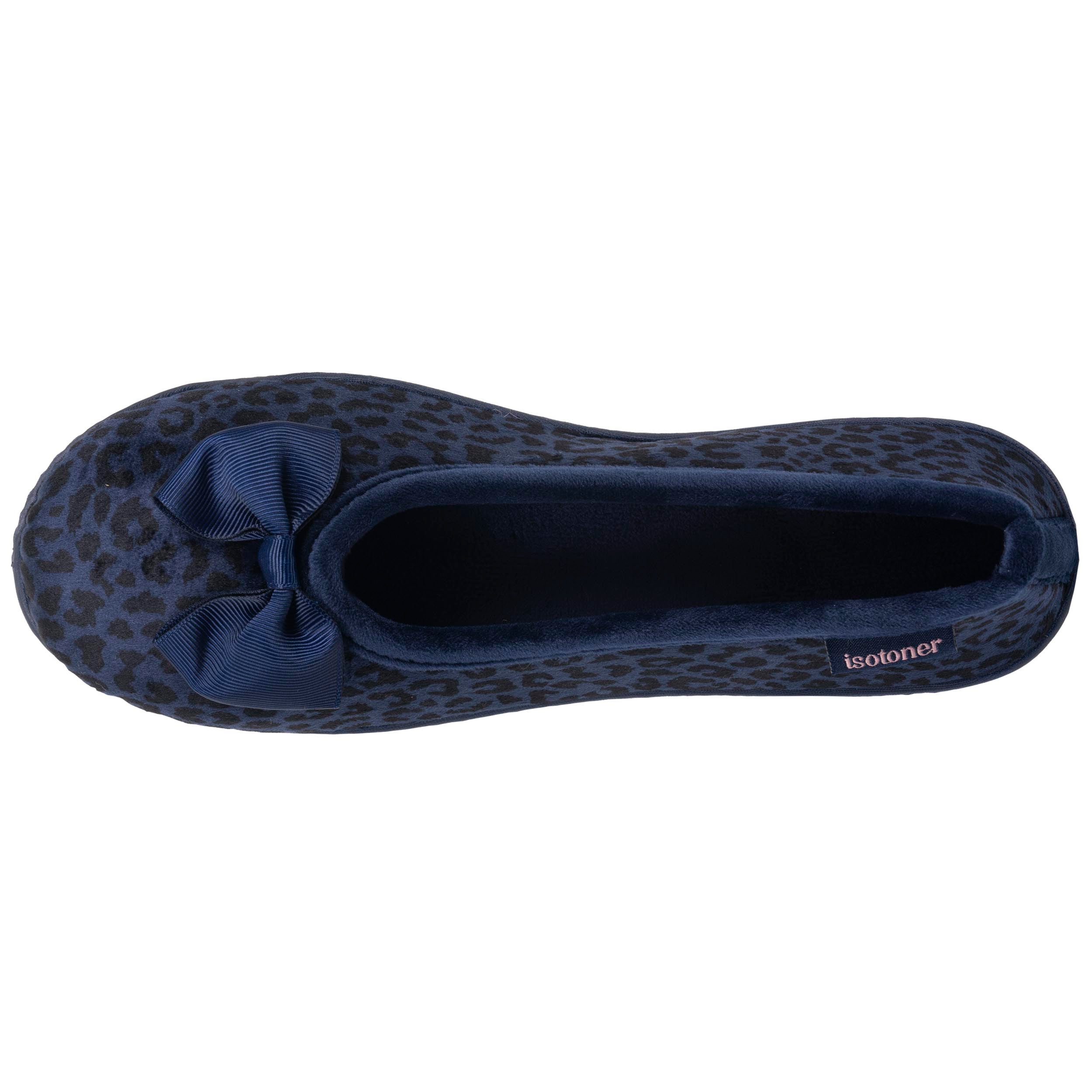 isotoner-chaussons-ballerines-femme-l-opard-marine-microvelours image 3