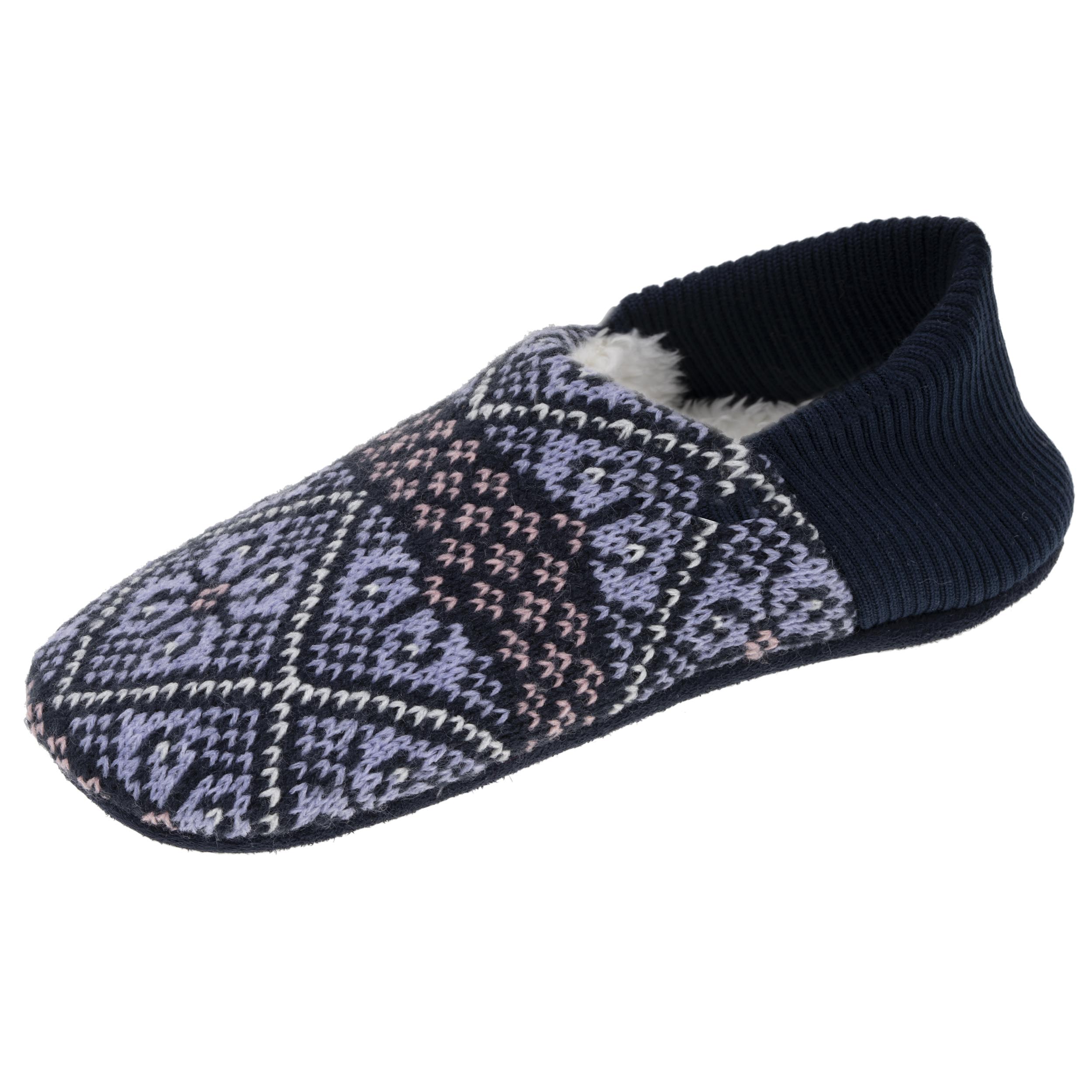 isotoner-chaussettes-slippers-femme-jacquard-marine image 1