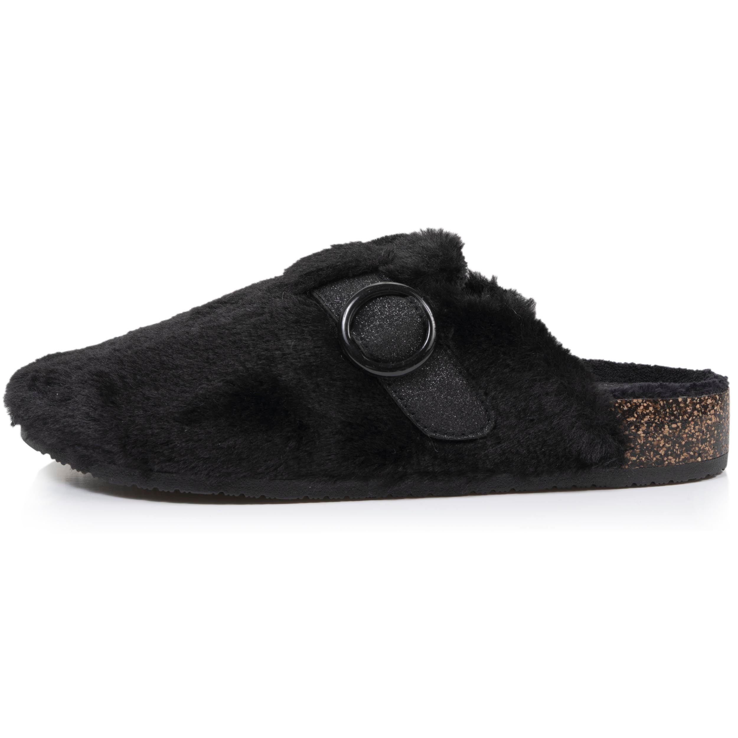 isotoner-chaussons-sabots-femme-noir-fourrure-m-moire-de-forme image 3