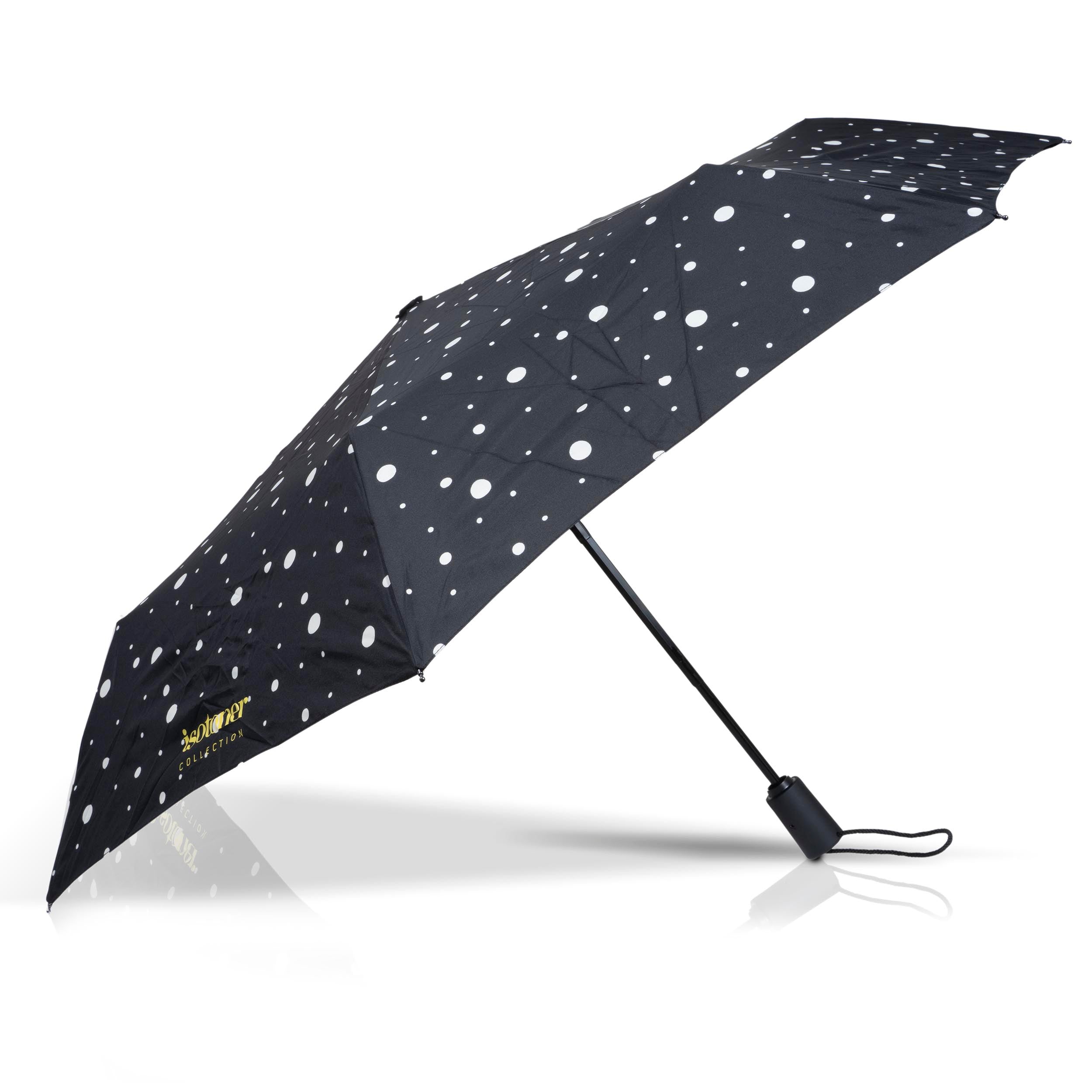 isotoner-parapluie-auto-pois-noir-jaune-ultra-d-perlant image 2