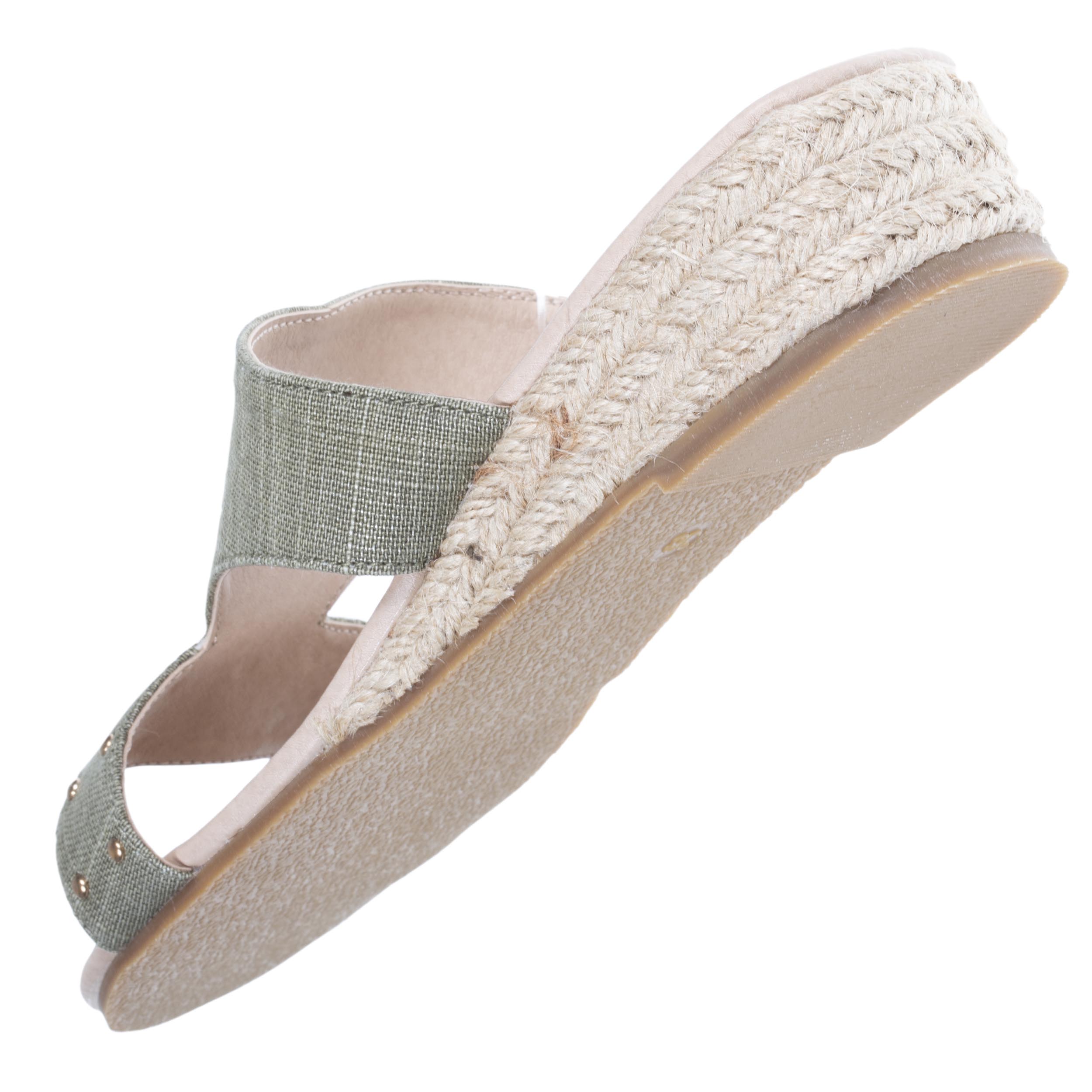 isotoner-mules-sandales-femme-clout-e-talon-corde-kaki image 5
