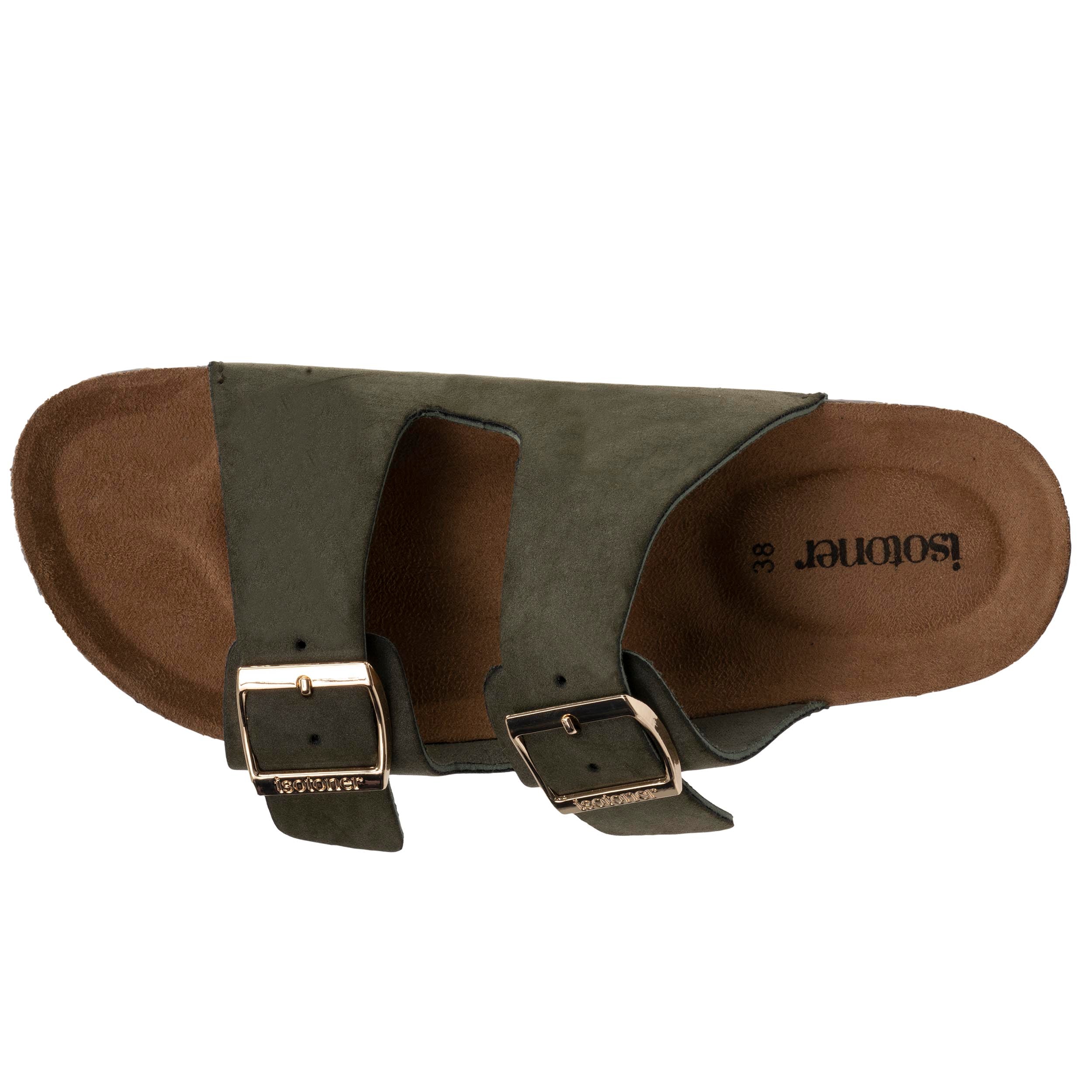 isotoner-mules-sandales-femme-double-bride-kaki image 3