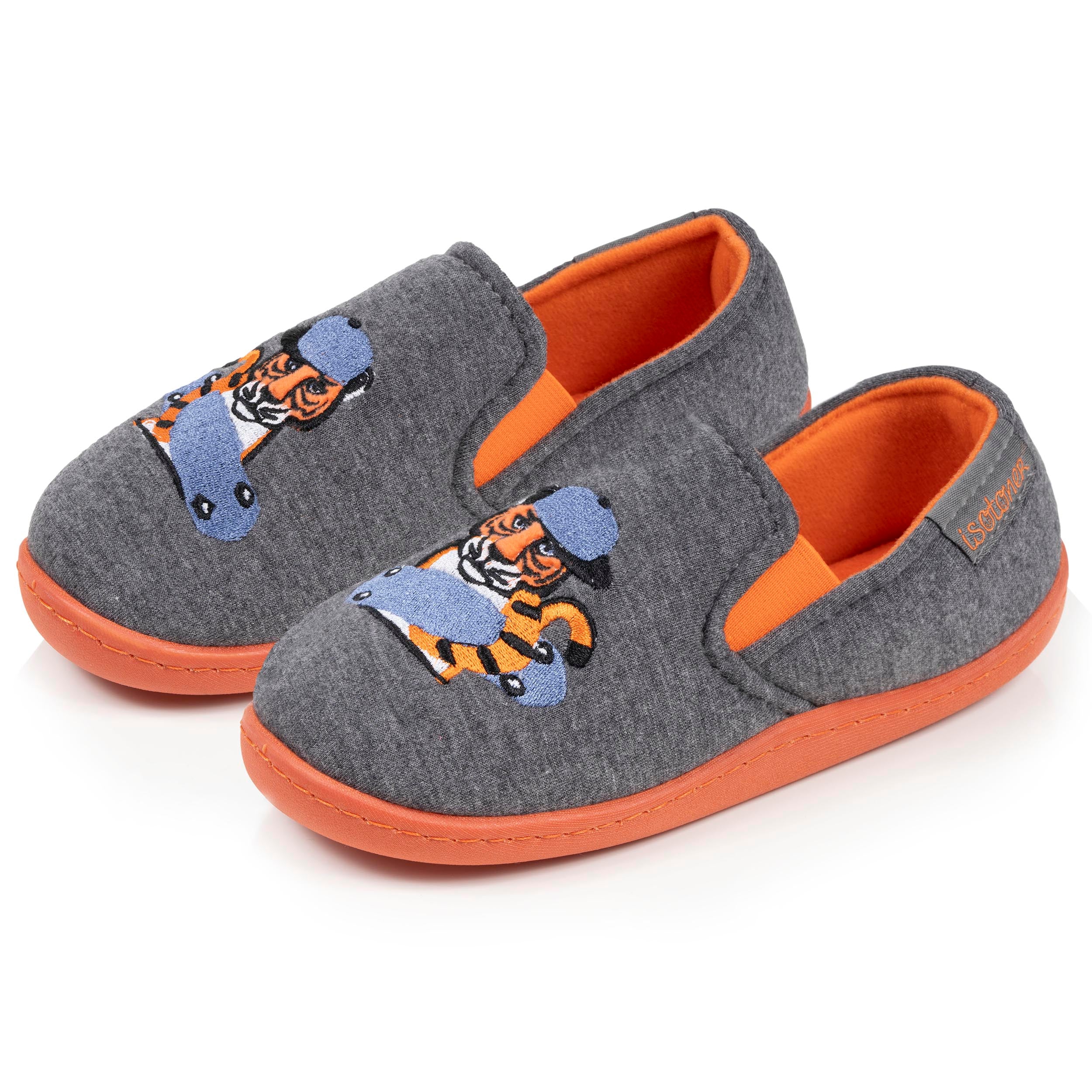 isotoner-chaussons-mocassins-enfant-tigre-gris-chin image 1