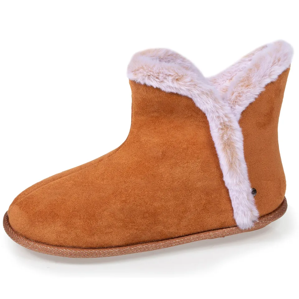 isotoner-chaussons-bottillons-femme-su-dine-camel-fourrure image 1