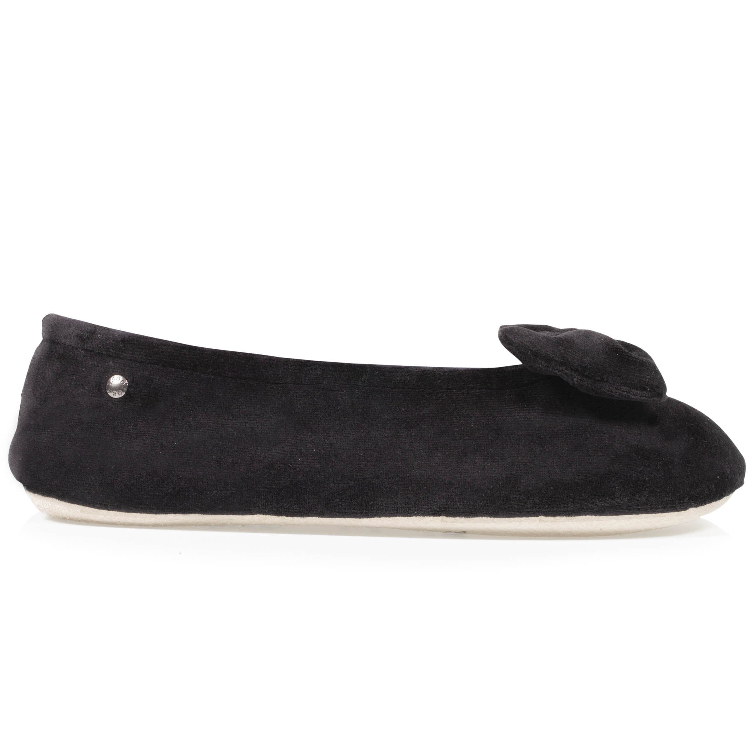 isotoner-chaussons-ballerines-femme-grand-n-ud-noir-coton-bio image 8