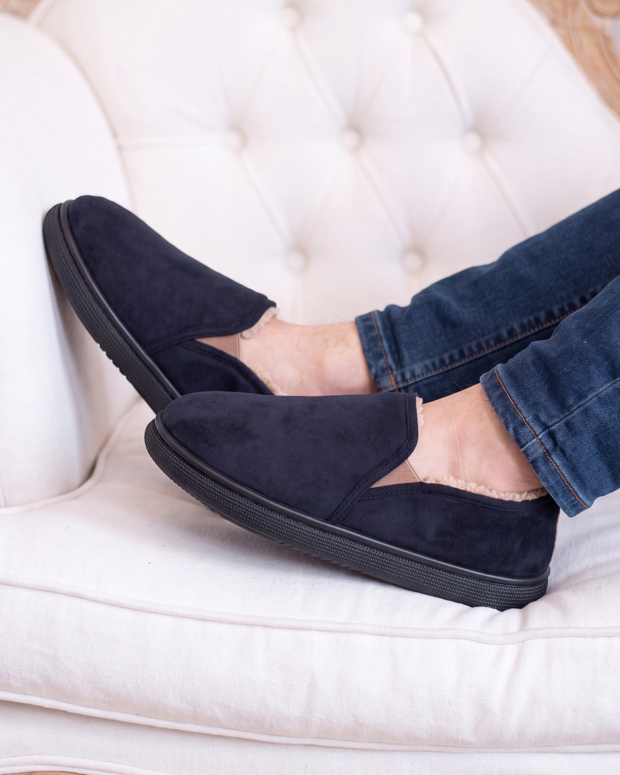 isotoner-chaussons-slippers-homme-noir-confort-quotidien image 2