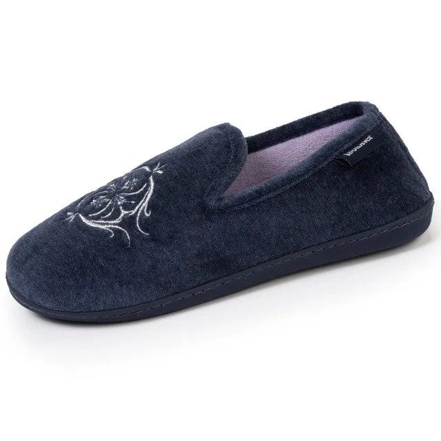 isotoner-chaussons-charentaises-femme-marine-brod-m-moire-de-forme image 1
