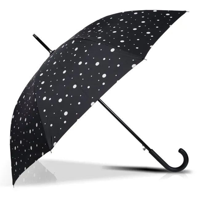 isotoner-parapluie-canne-auto-pois-noir-jaune-90-cm image 1
