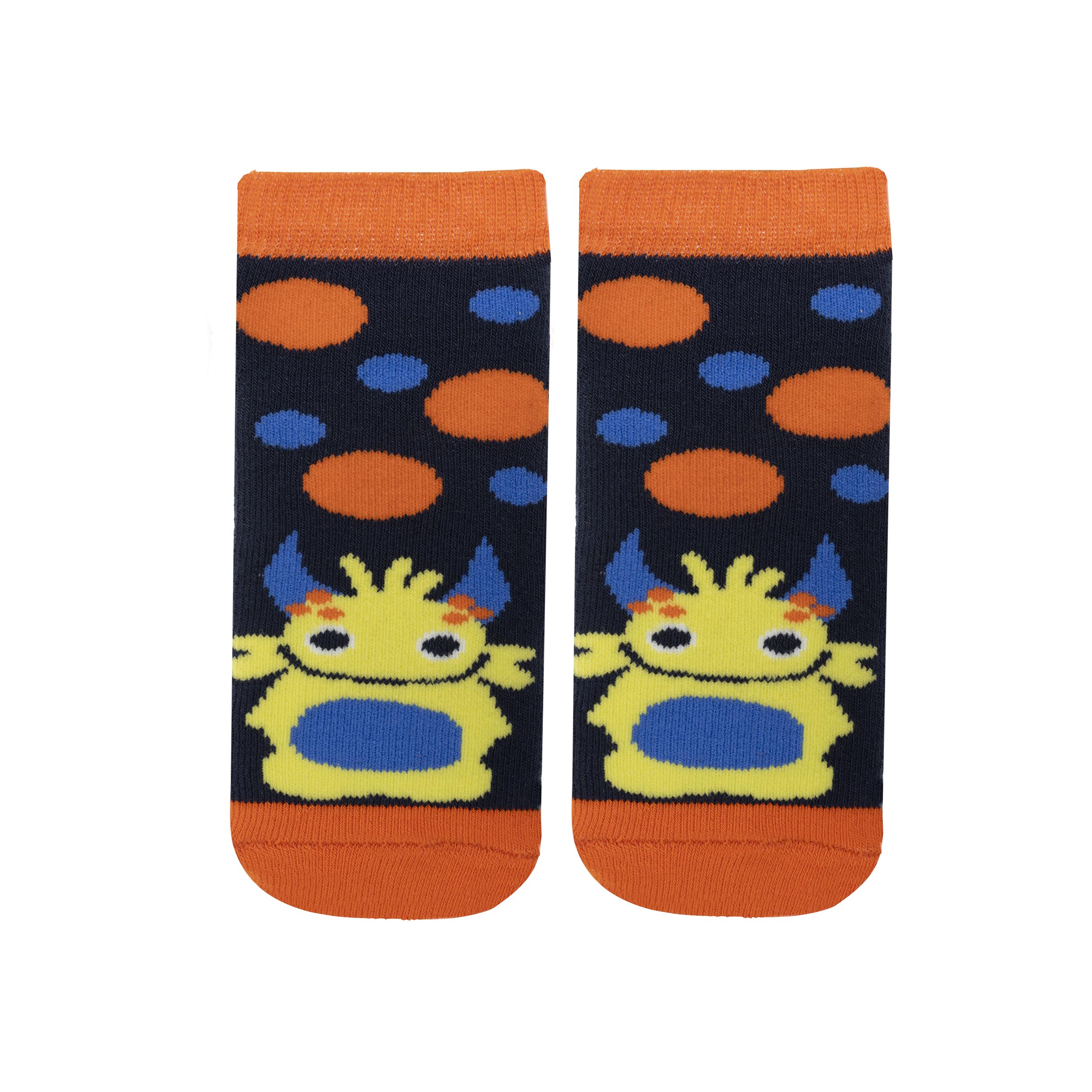 isotoner-chaussettes-anti-d-rapantes-enfant-orange-monstre-1-4-ans image 1