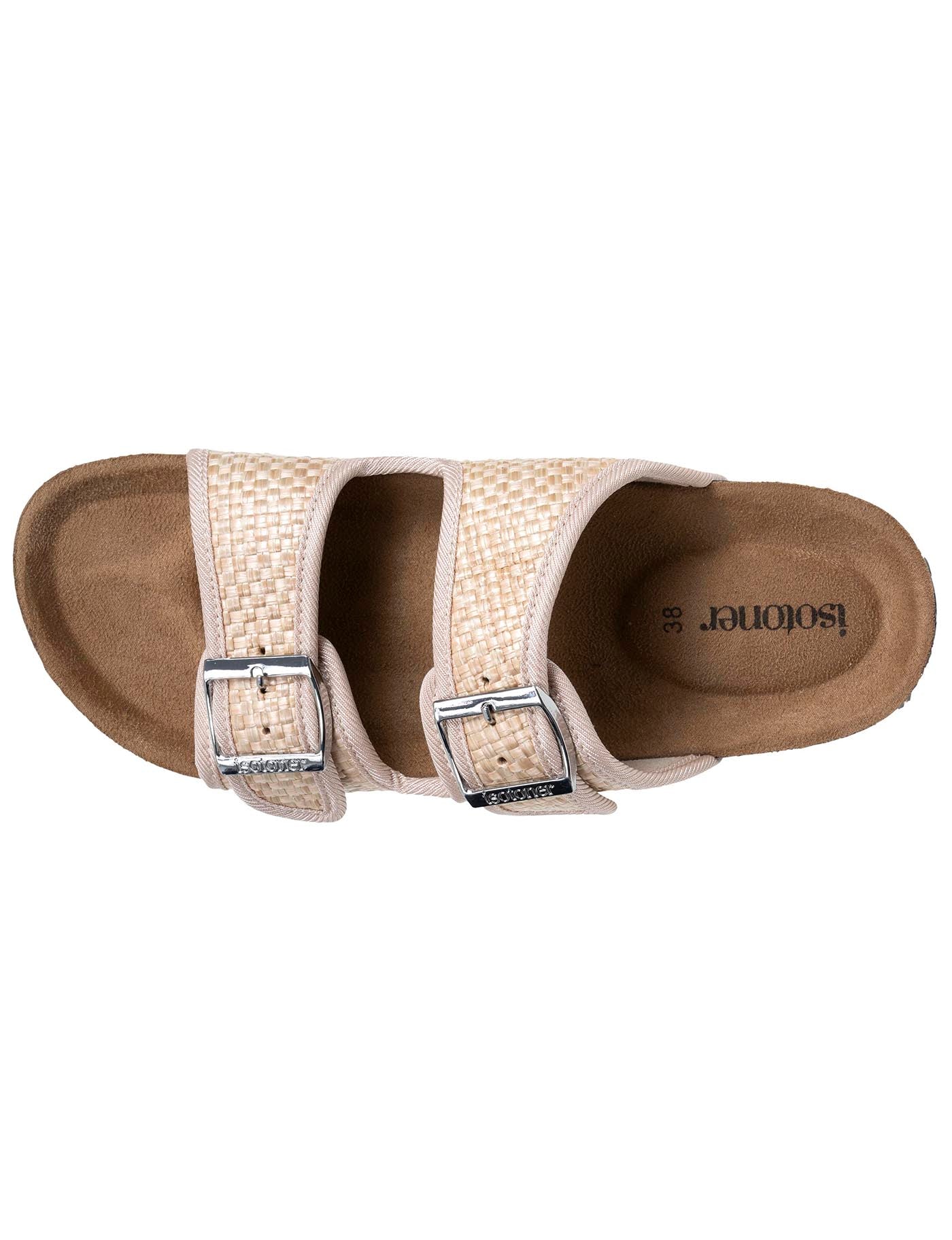 isotoner-mules-sandales-femme-double-bride-rafia-beige image 7