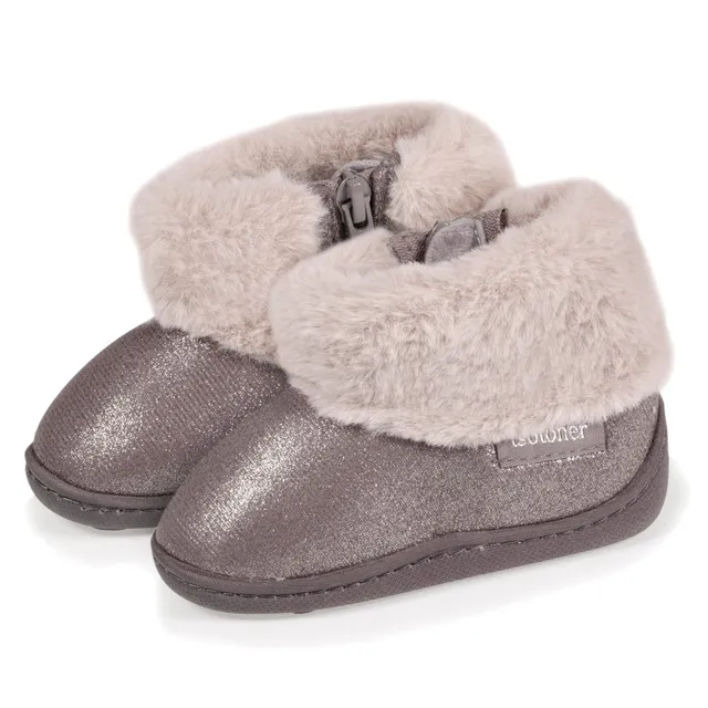 isotoner-chaussons-bottillons-zip-b-b-gris-iris image 1