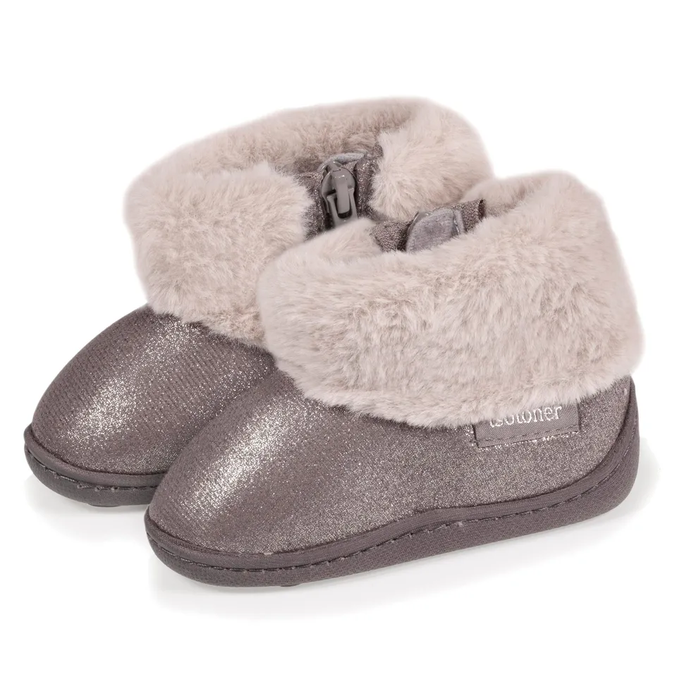 isotoner-chaussons-bottillons-zip-b-b-gris-iris image 1