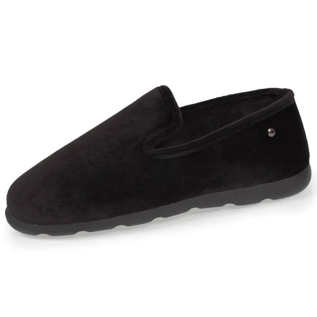 isotoner-chaussons-charentaises-homme-velours-noir-everywear image 1