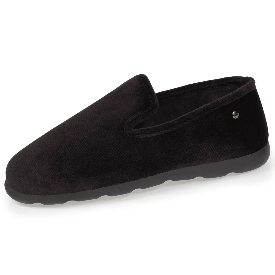 isotoner-chaussons-charentaises-homme-velours-noir-everywear image 1
