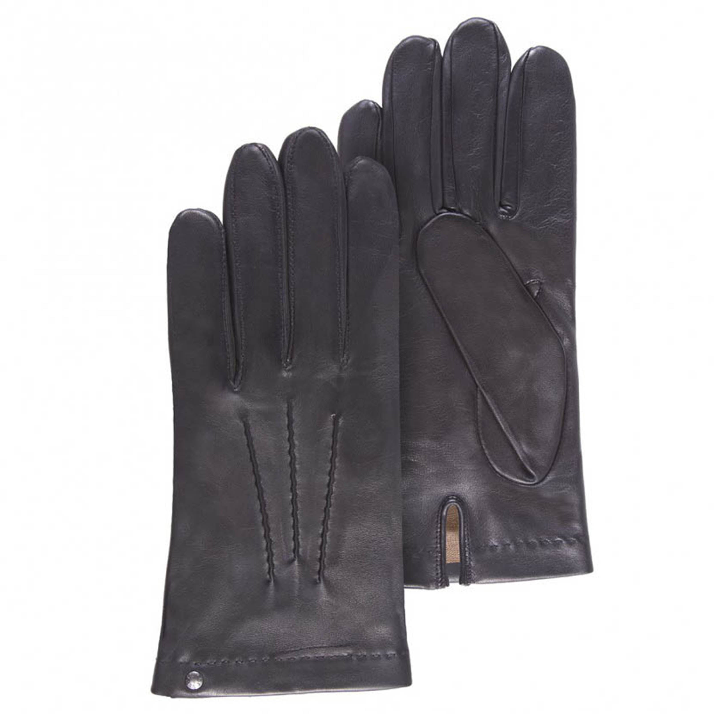 isotoner-gants-homme-cuir-d-agneau-soie-noir image 1