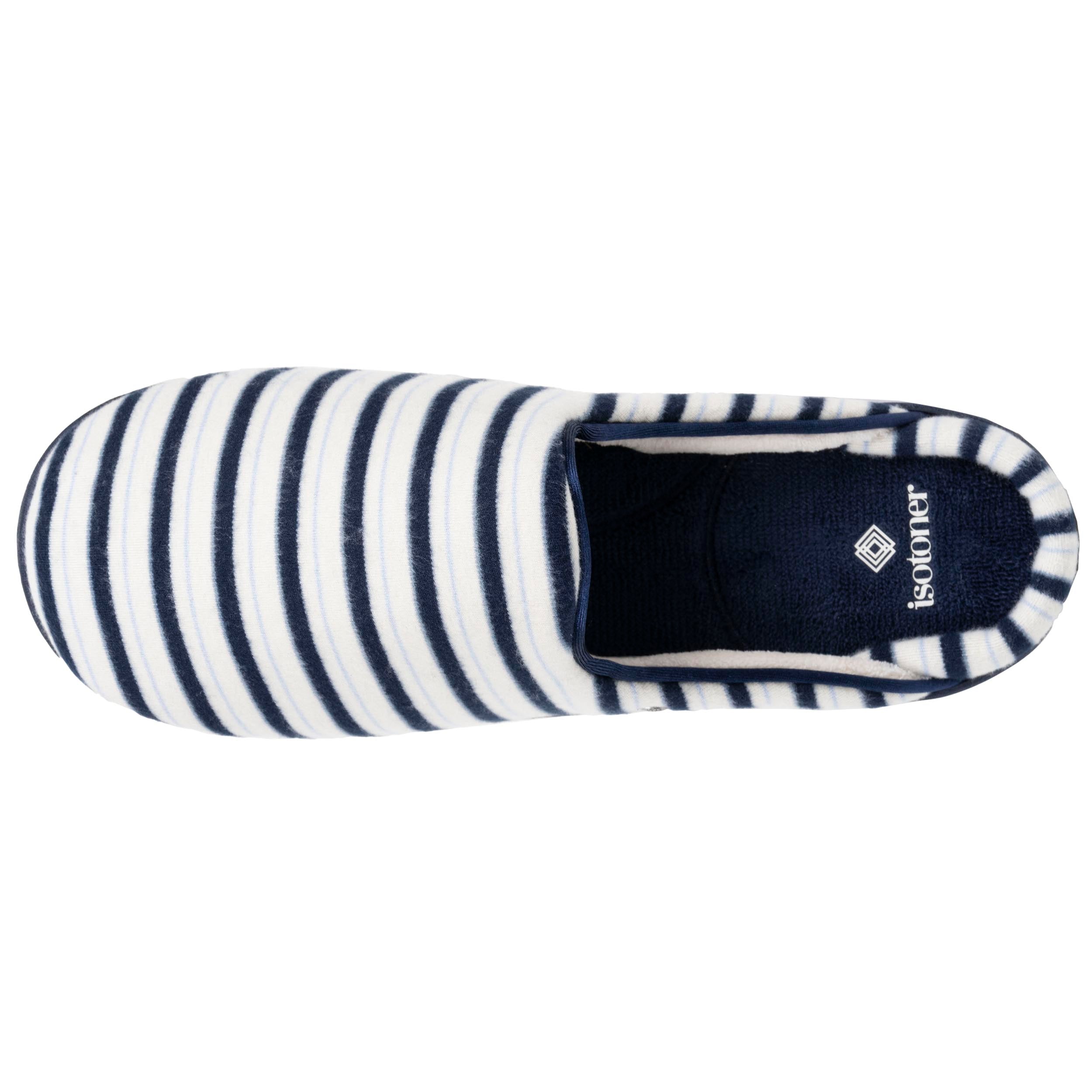 isotoner-chaussons-mules-femme-rayures-bleues-everywear image 3