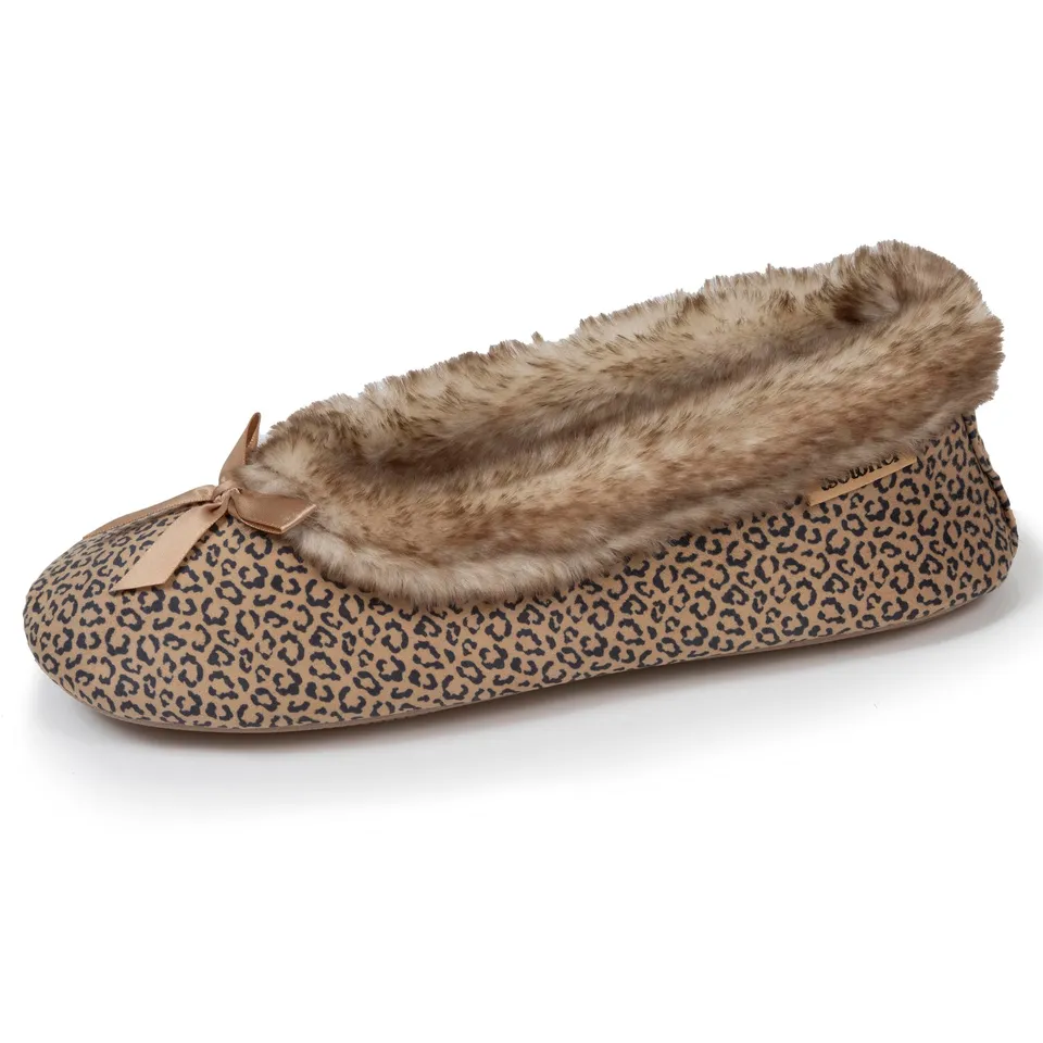 isotoner-chaussons-ballerines-femme-l-opard-m-moire-de-forme image 1